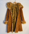70s Caramel Faux Fur Slouch Hood Coat