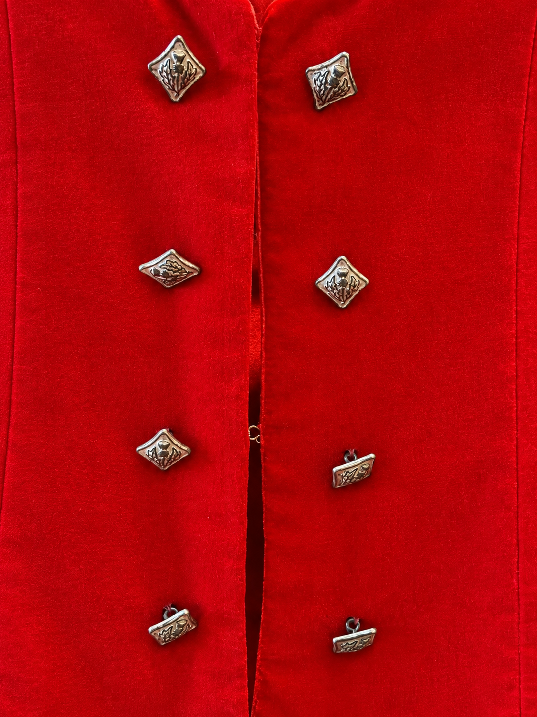 Red Felt Waistcoat with Silver Buttons