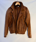 Vintage Brown Leather Bomber Jacket