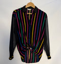 Vintage Black Sheer Striped Blouse