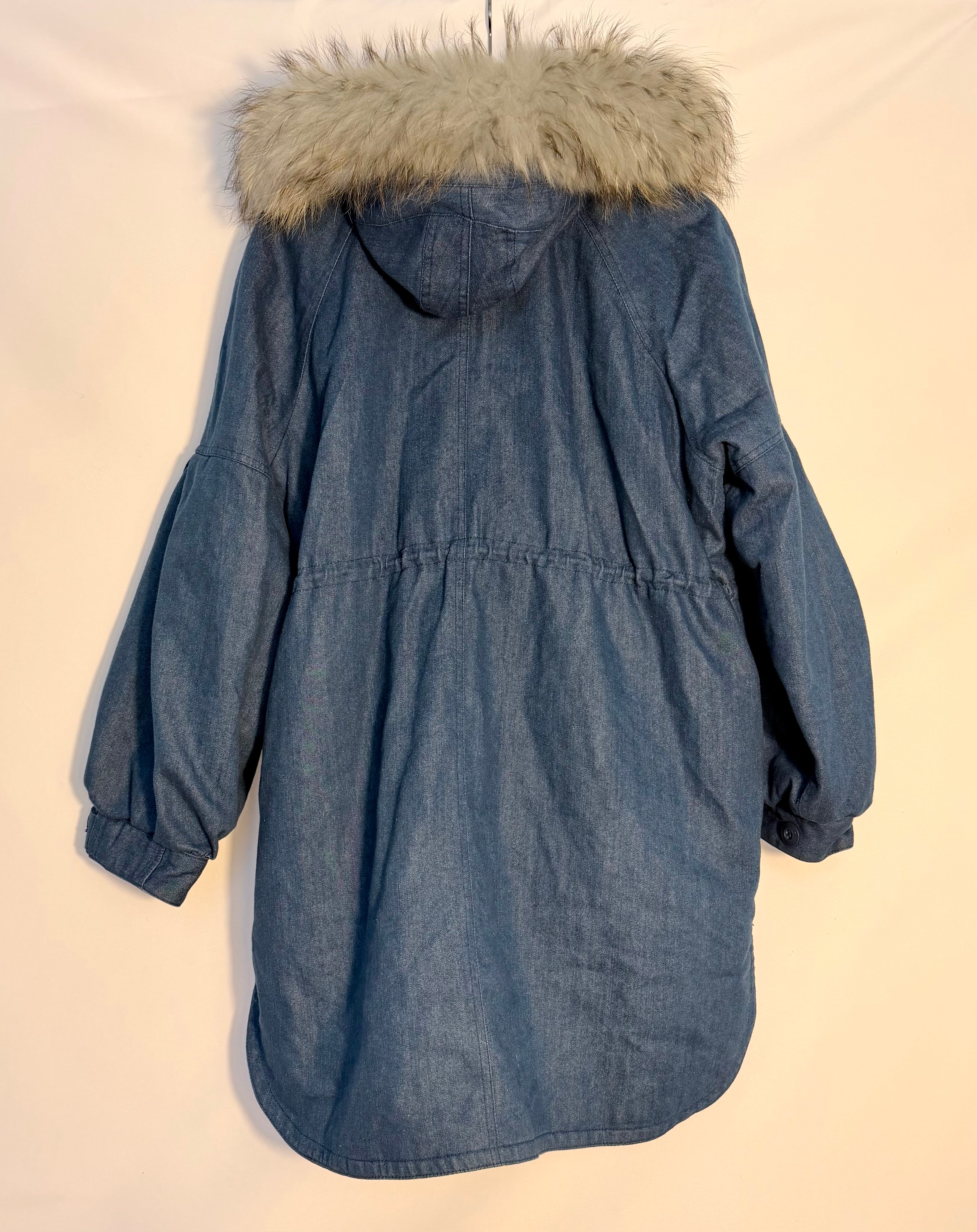 SLY Denim Parka with Real Fur Hood