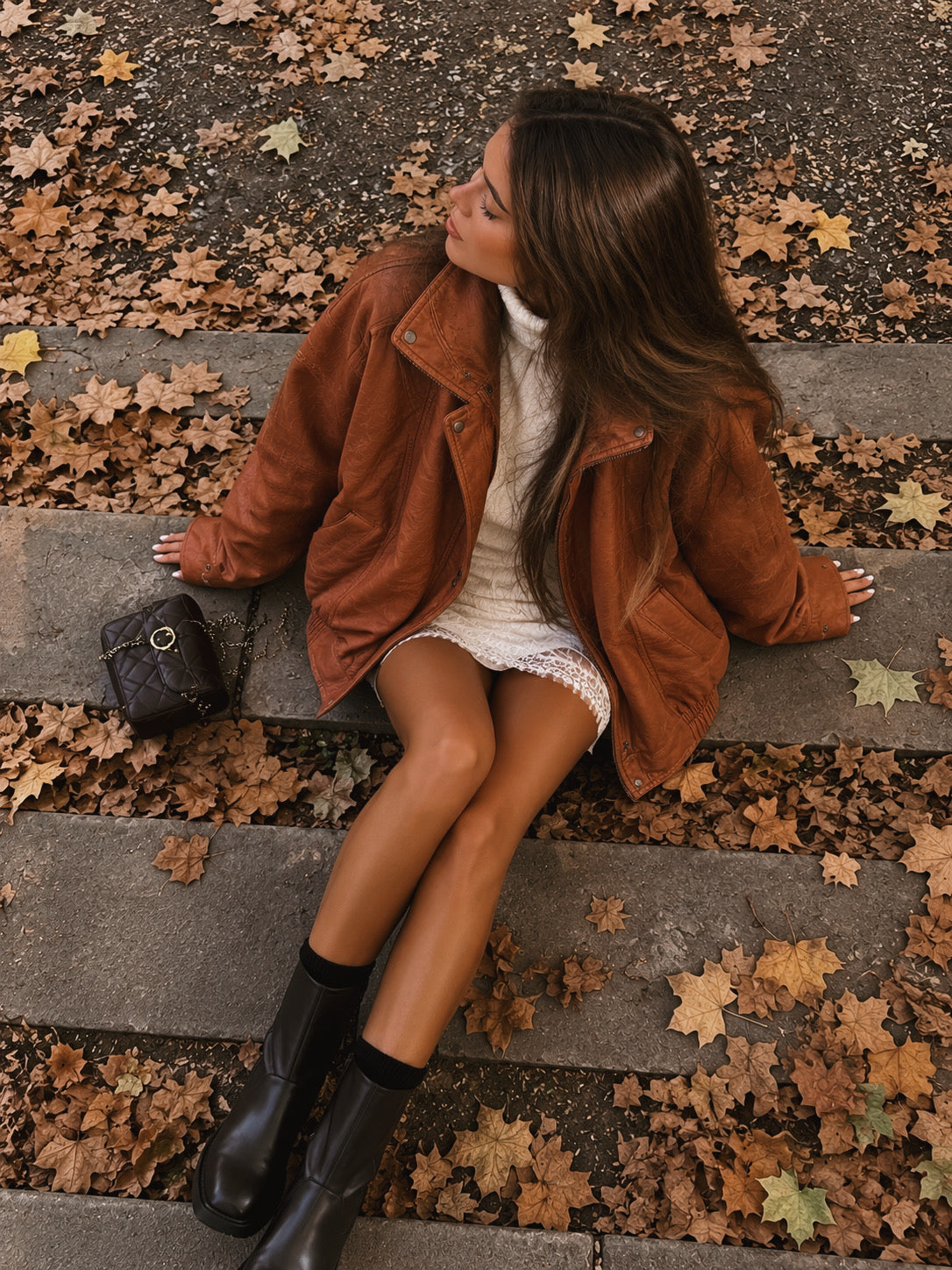 Vintage Soft Leather Oversized Bomber Jacket