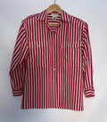 Red & Cream Striped Button-Up Shirt