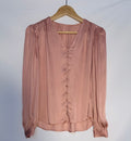 Blush Silk-Feel Button-Front Blouse