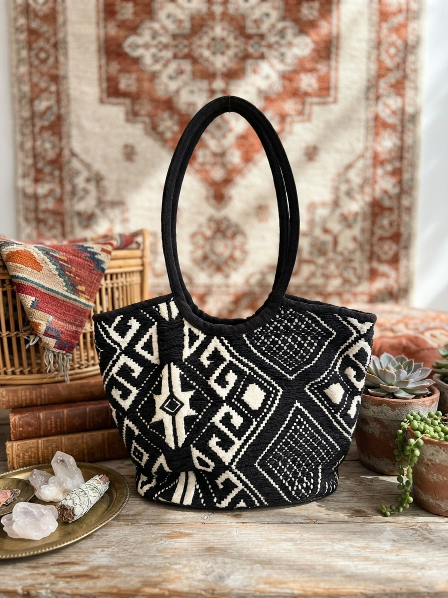 Boho Woven Tote Bag