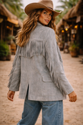 Soft Suede Statement Fringe Jacket