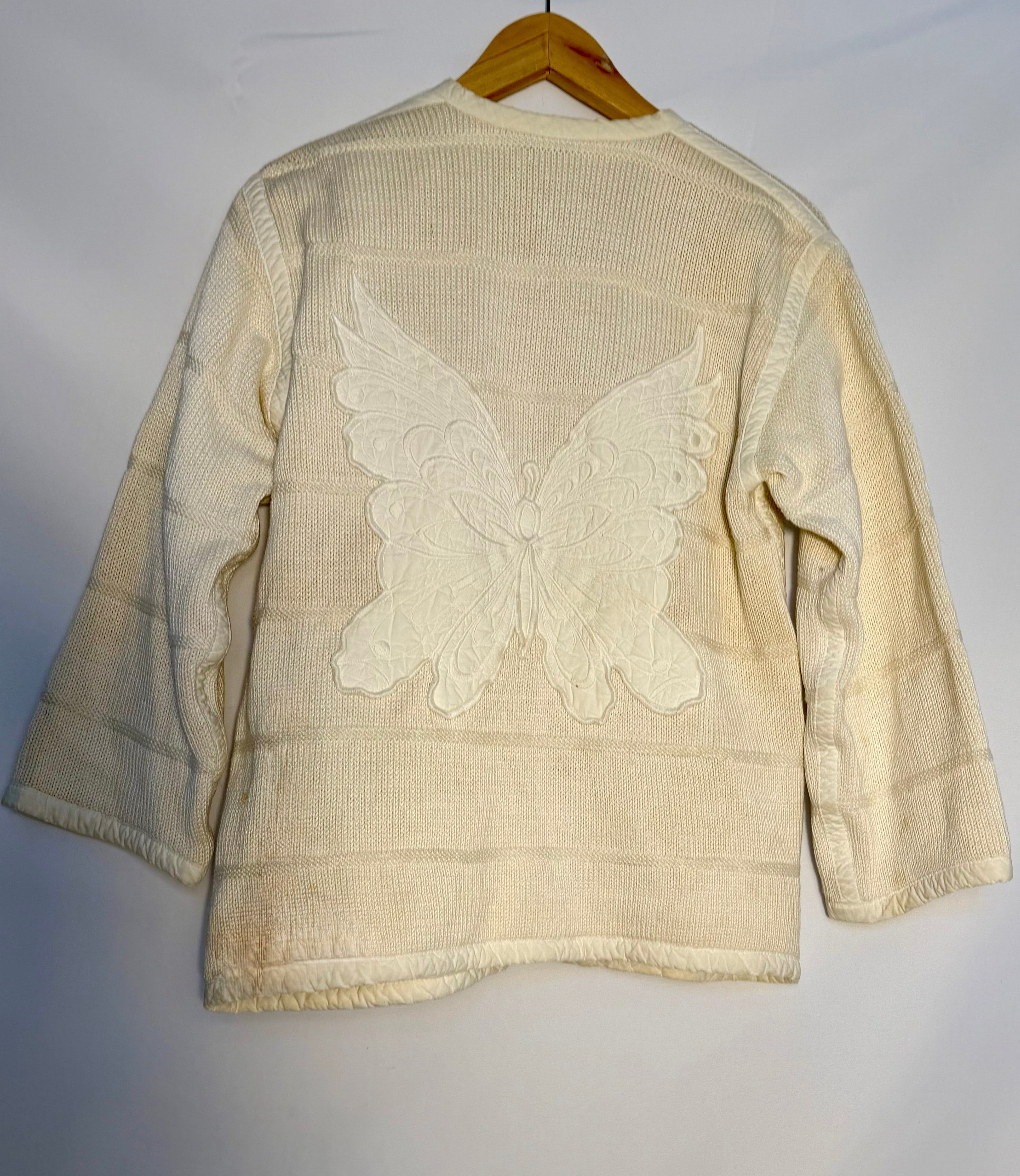 Vintage Escada Cream Knit Jacket with Butterfly Back Detail