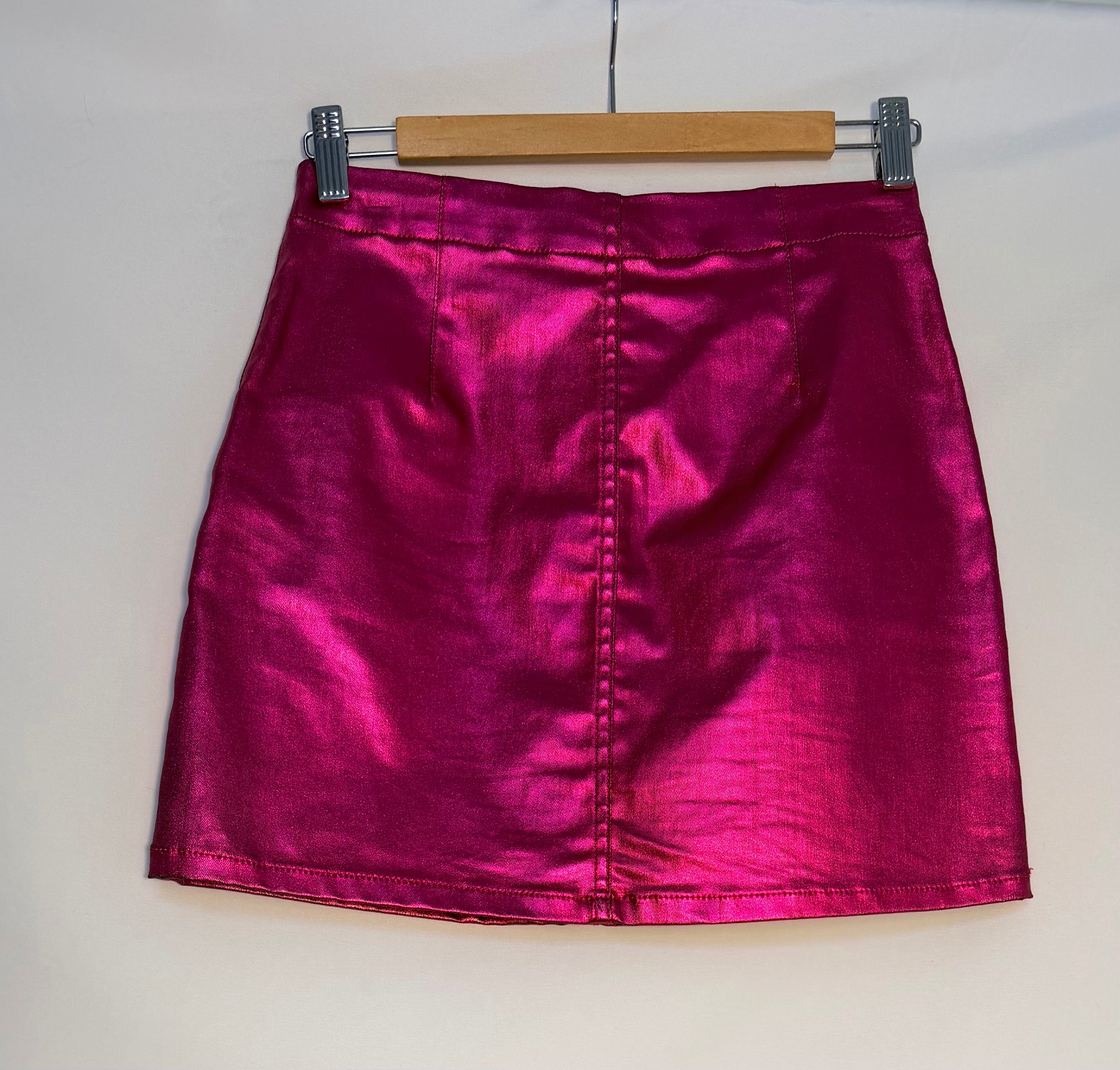 Topshop Metallic Pink Mini Skirt