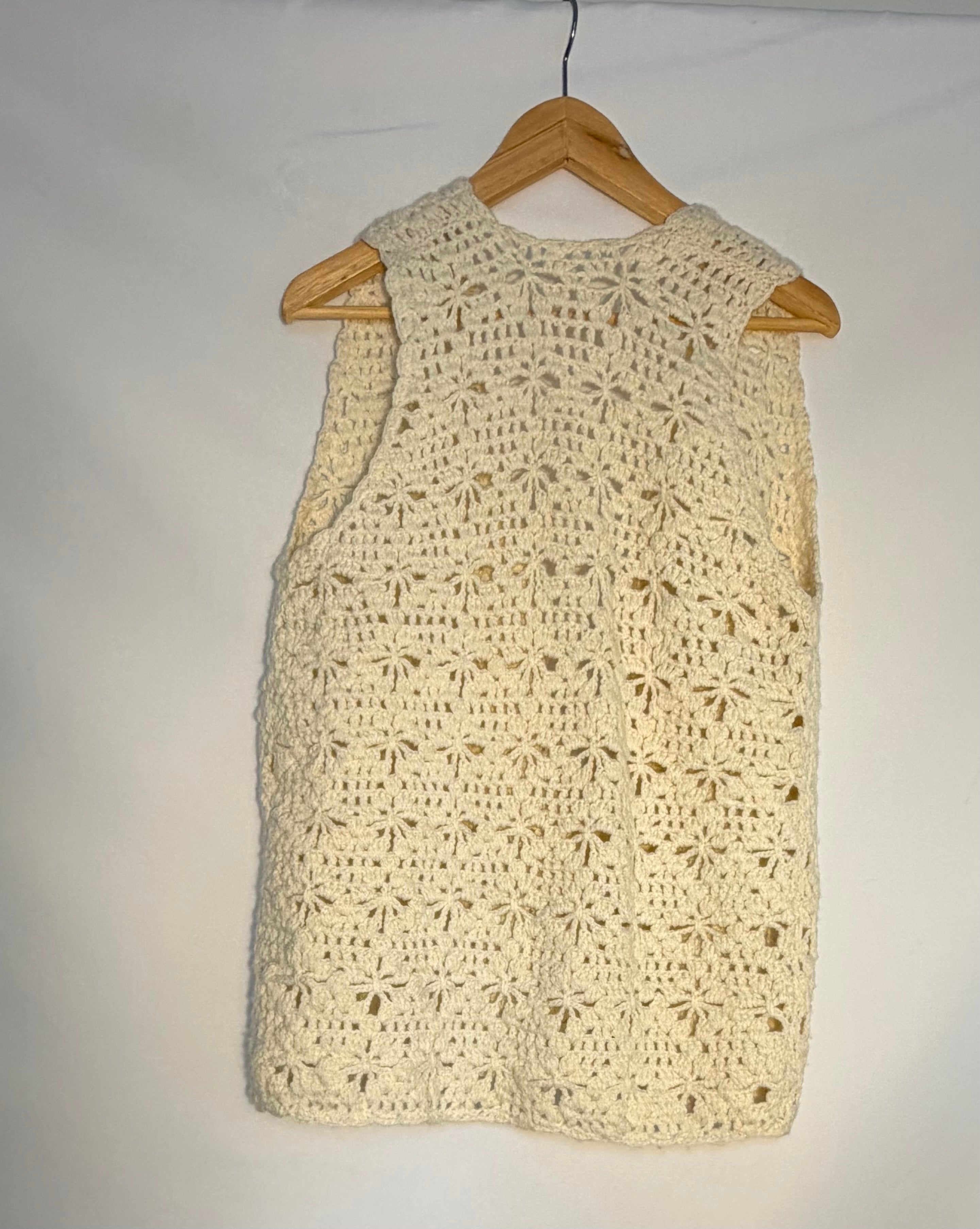 Crochet Waistcoat with Heart Brooch