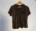 Nicole Miller New York Shimmer Button-Up Top – Black/Gold – Medium