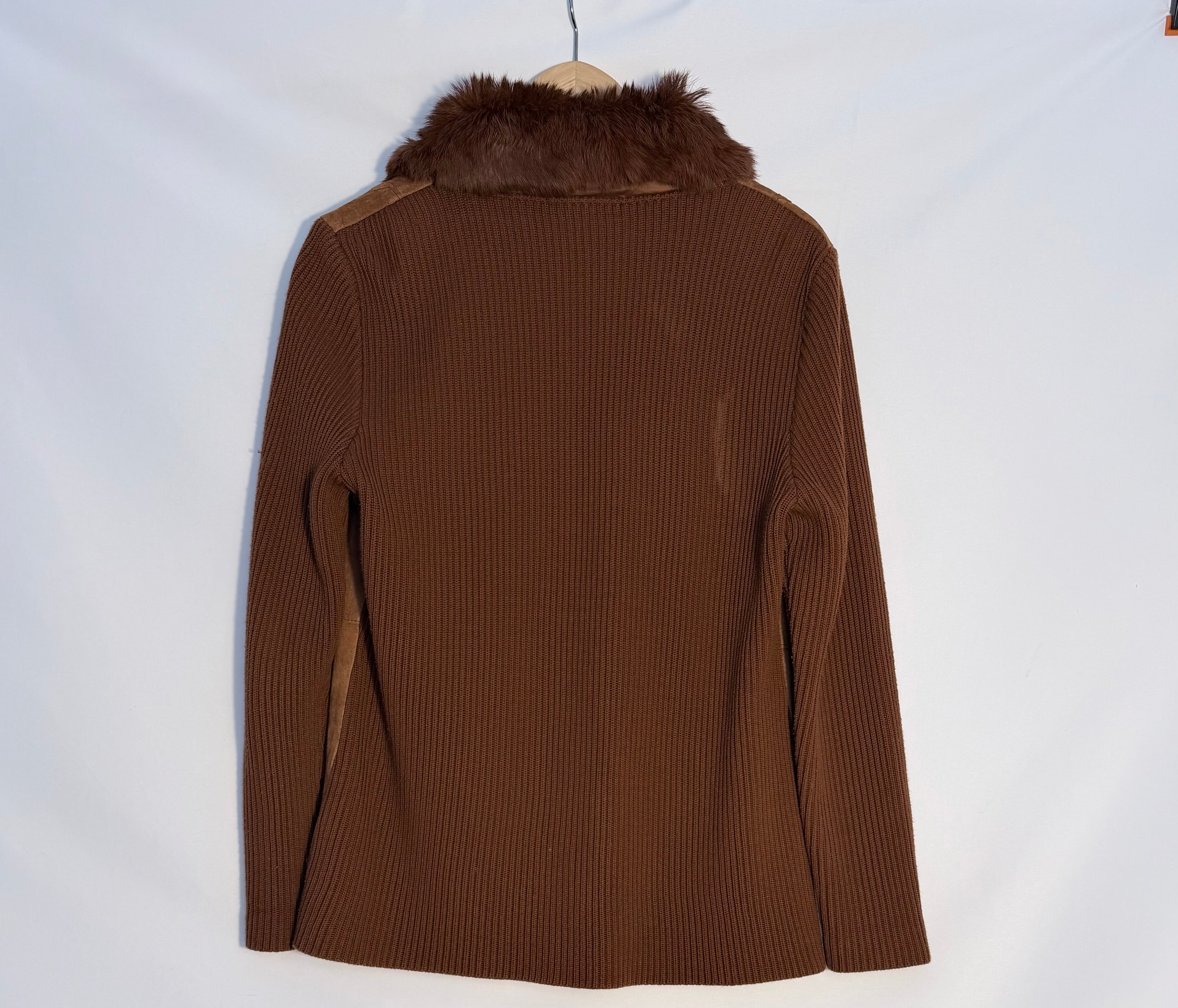 Faux Fur Collar Knit & Suede Jacket