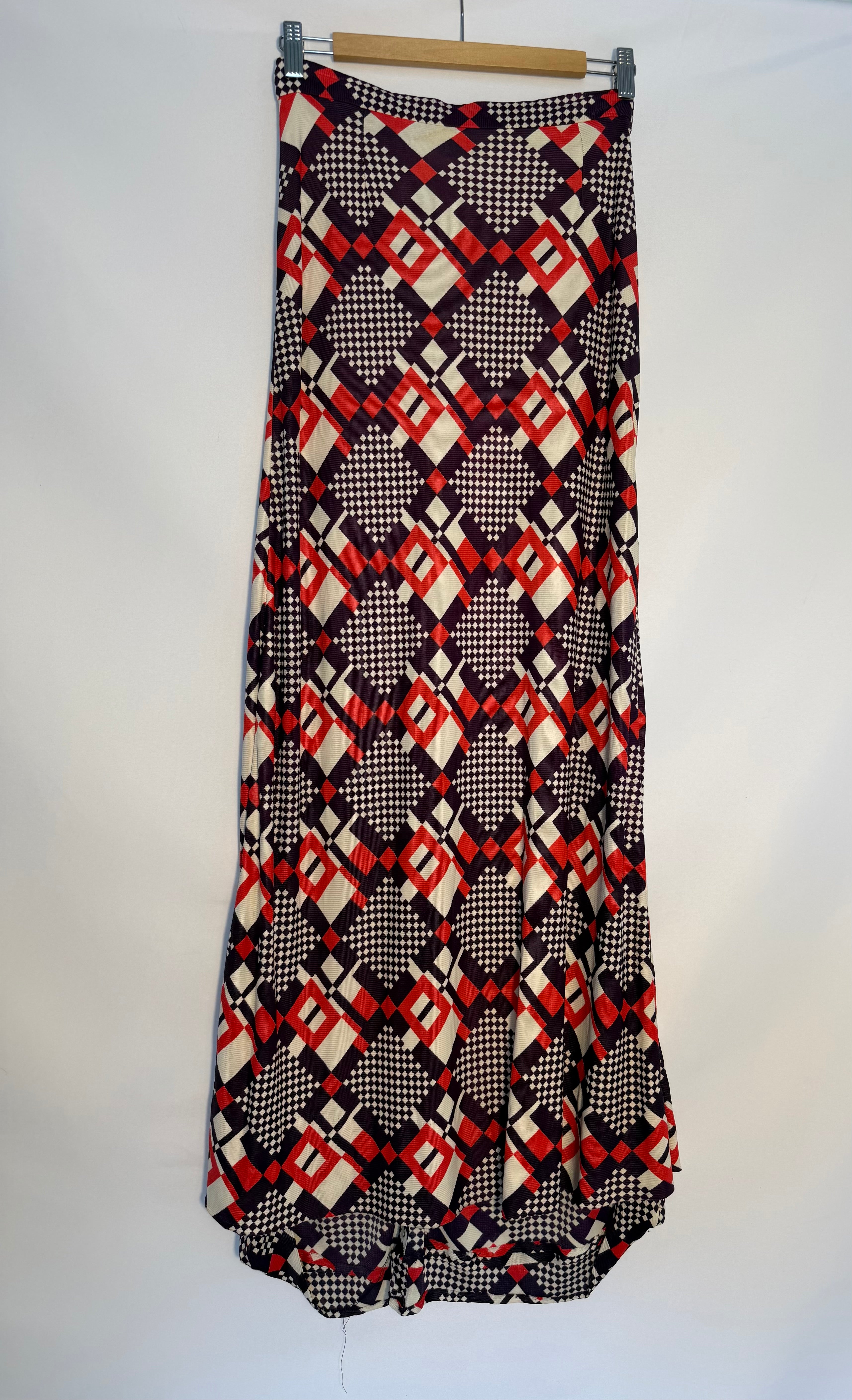 Vintage Geometric Print Maxi Skirt