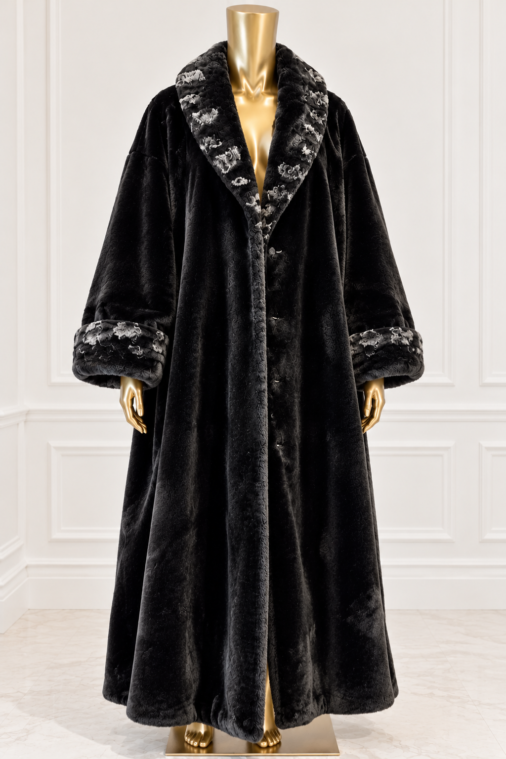 Vintage Angel’s Touch Oversized Faux Fur Maxi Coat