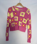 Hand-Crochet Flower Power Cardigan Pink/Yellow – Small/Medium
