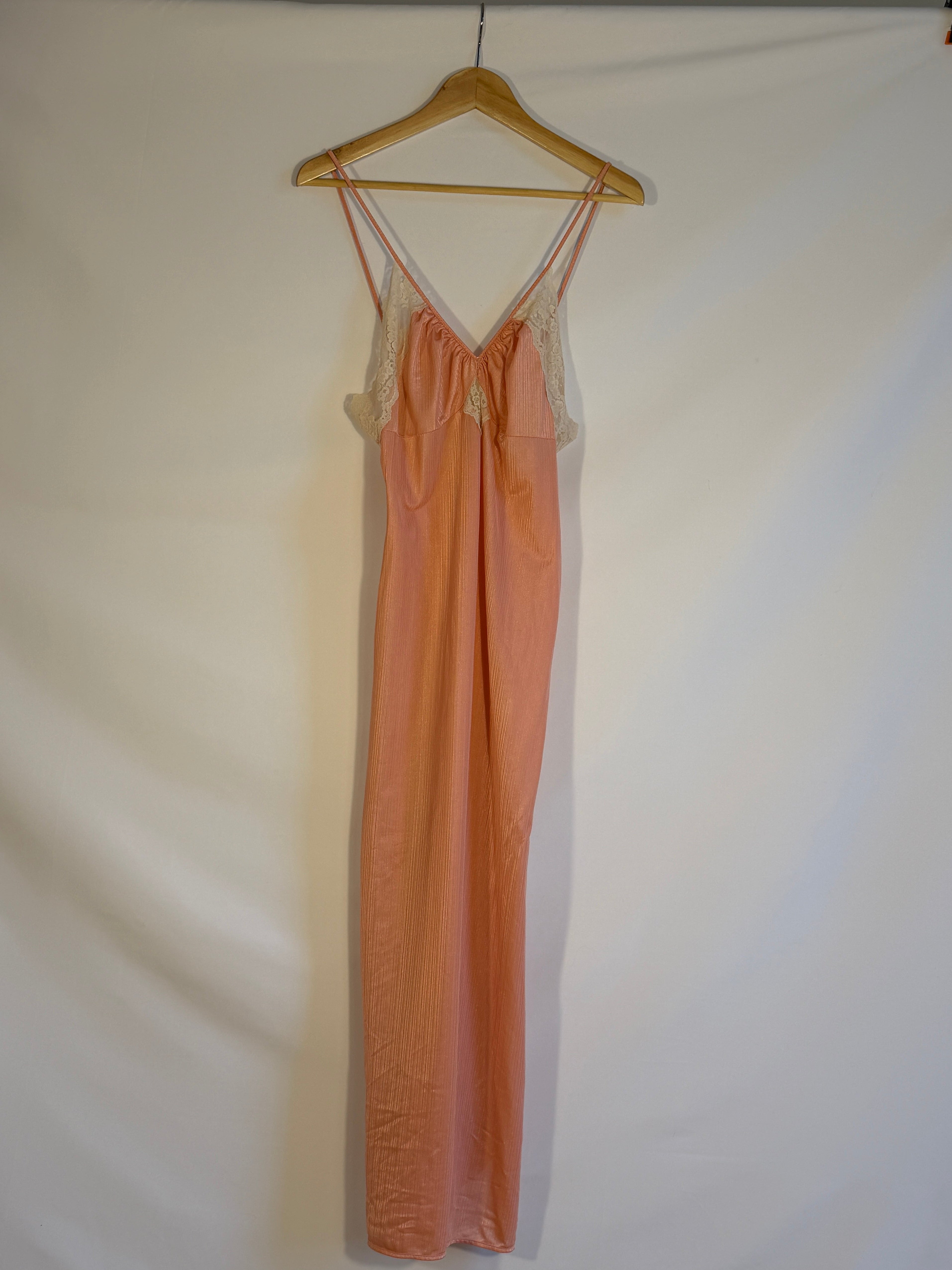 Vintage Peach Lace Slip Dress