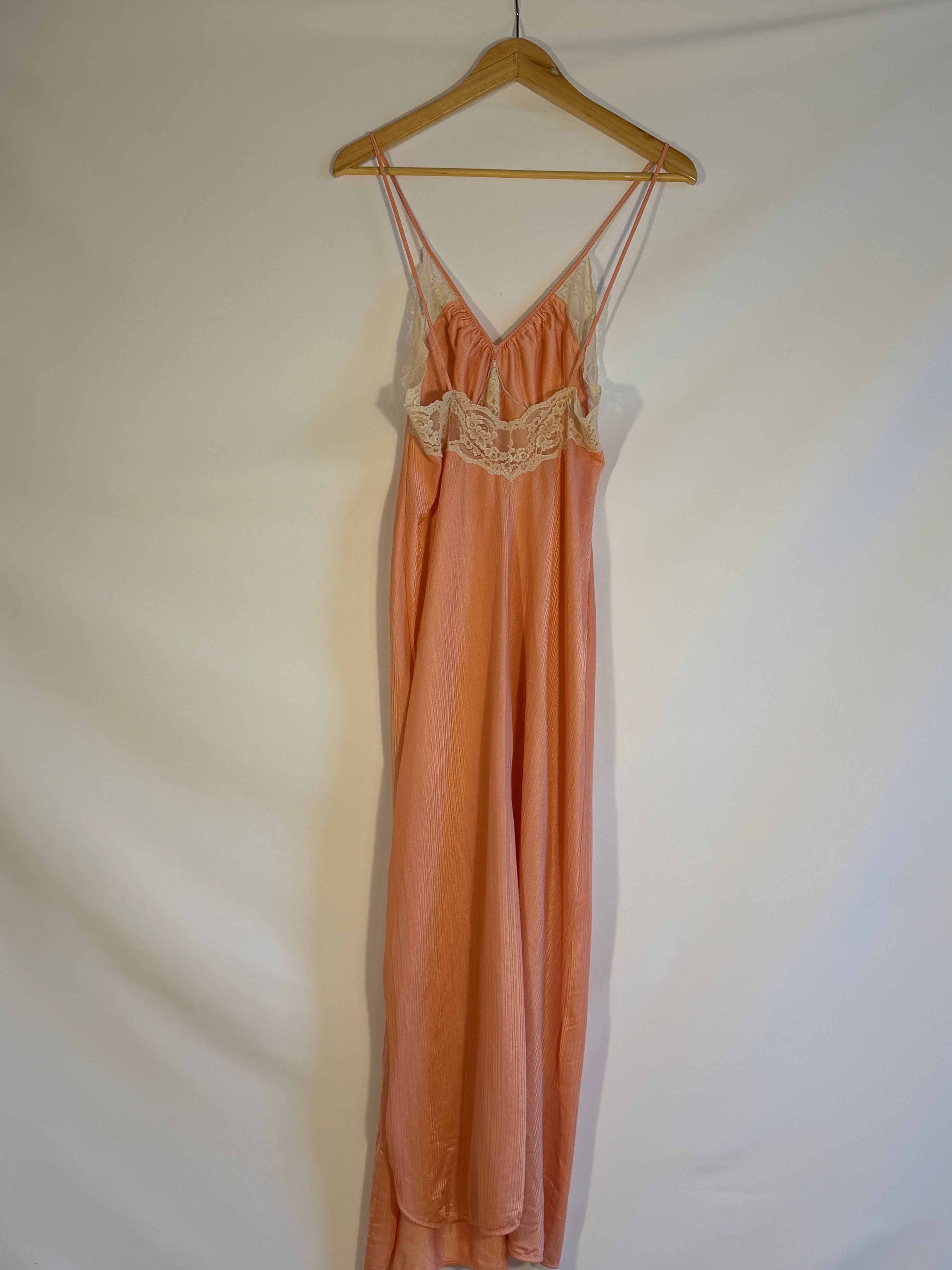 Vintage Peach Lace Slip Dress