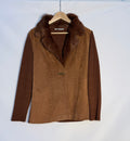Faux Fur Collar Knit & Suede Jacket