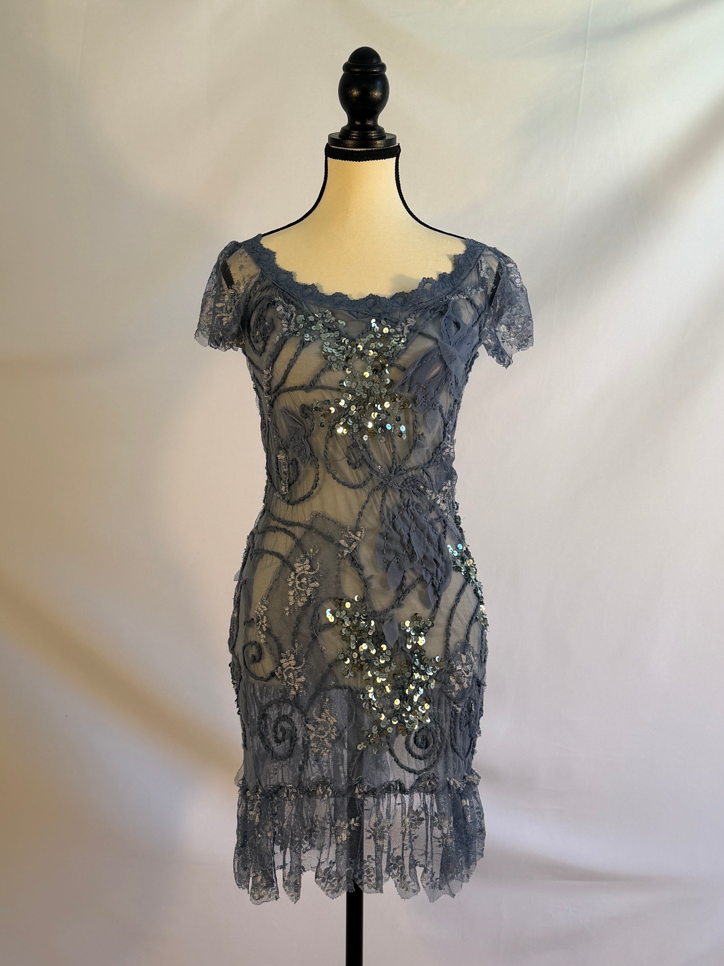 Vintage Sheer Sequin Dress & Matching Cardigan