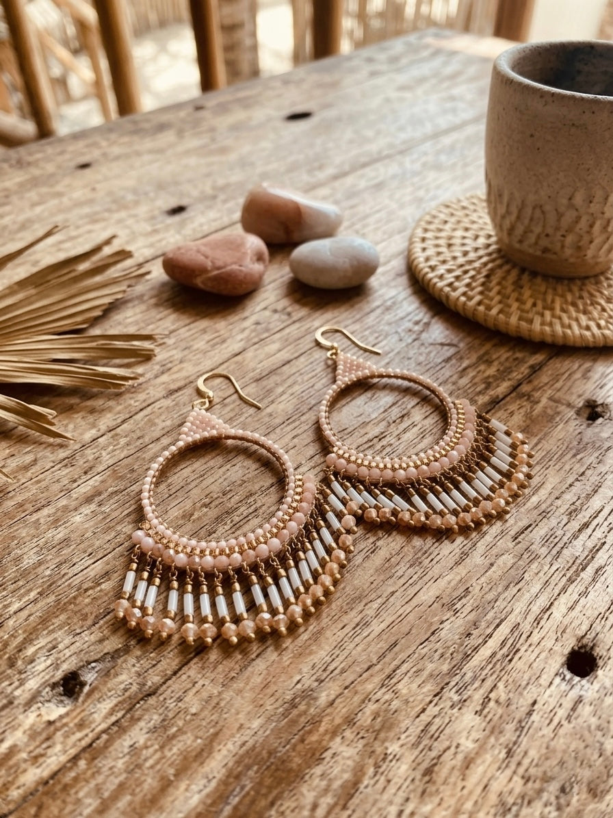 Ibiza Boho Beaded Fringe Earrings