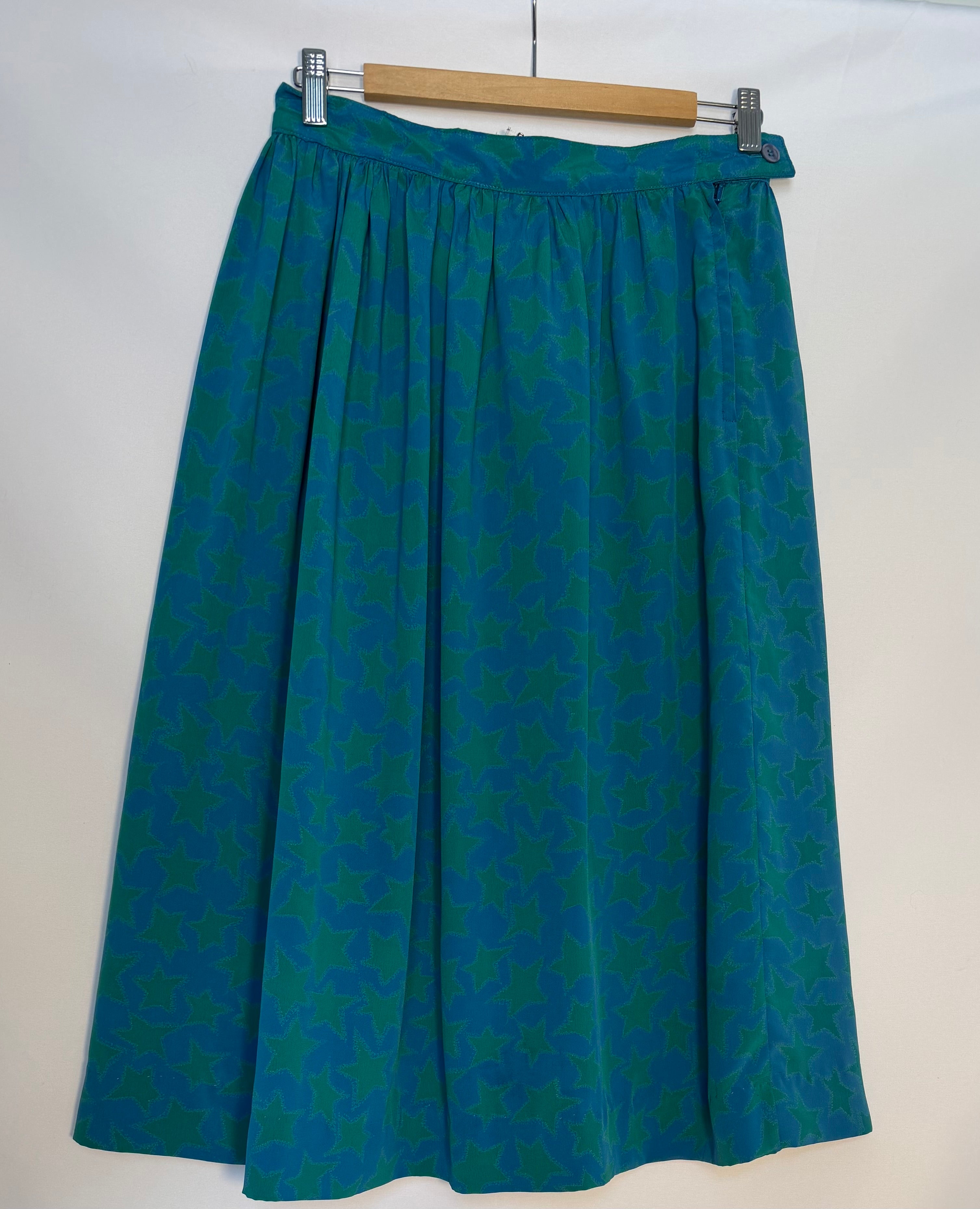 Star Print Pleated Midi Skirt