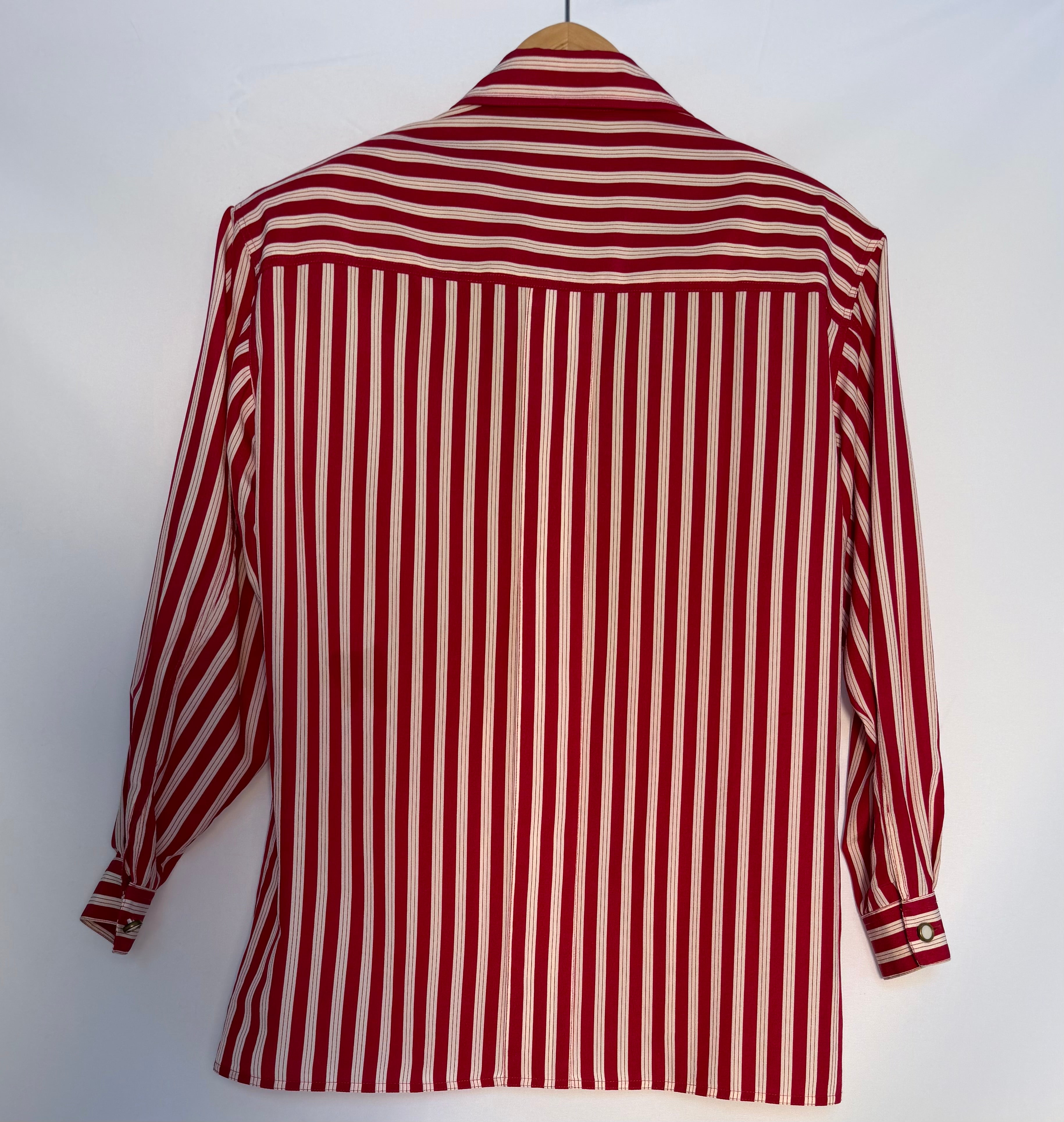 Red & Cream Striped Button-Up Shirt