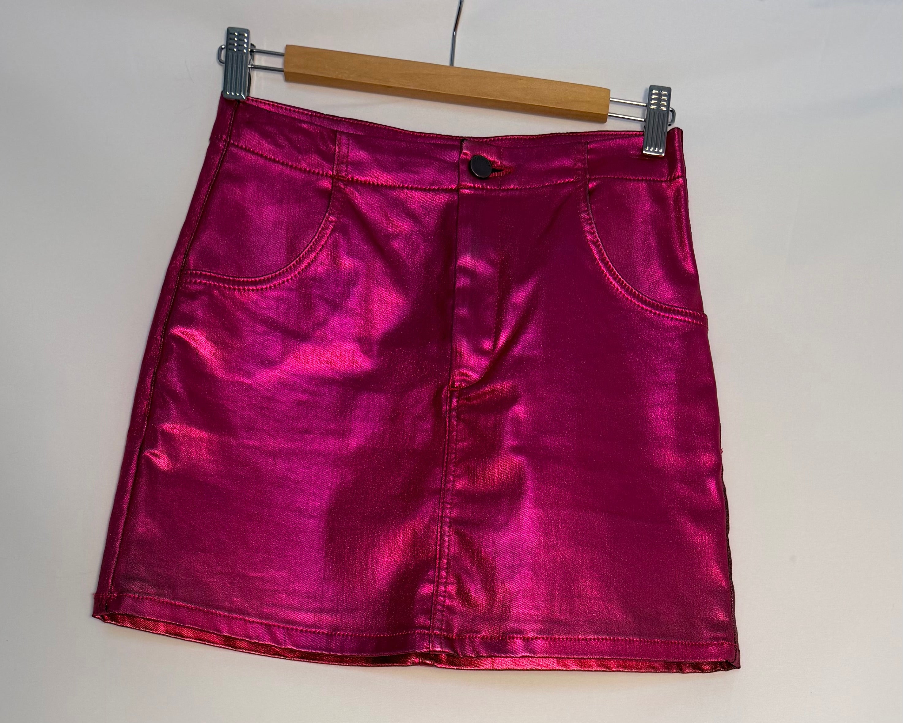 Topshop Metallic Pink Mini Skirt