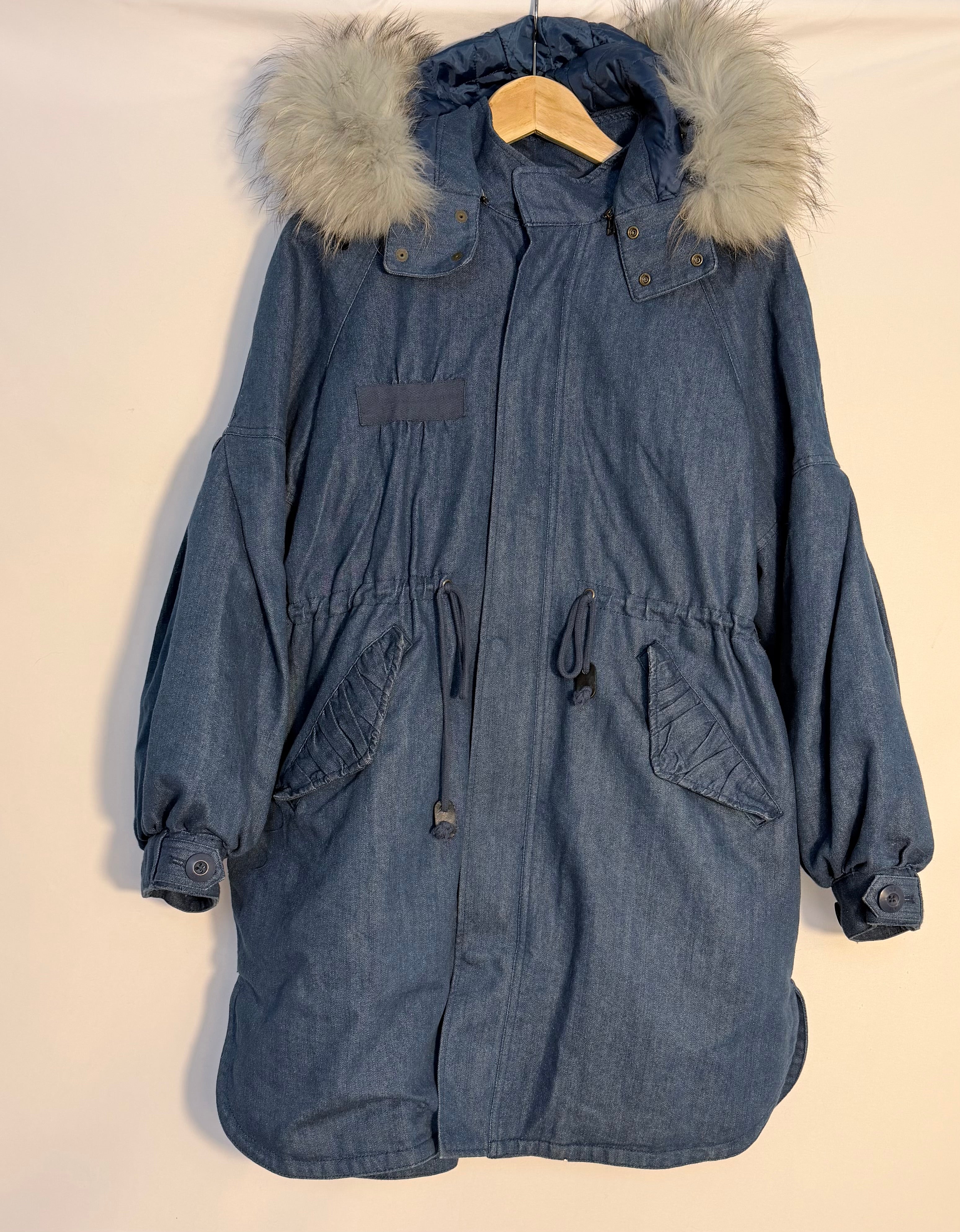 SLY Denim Parka with Real Fur Hood