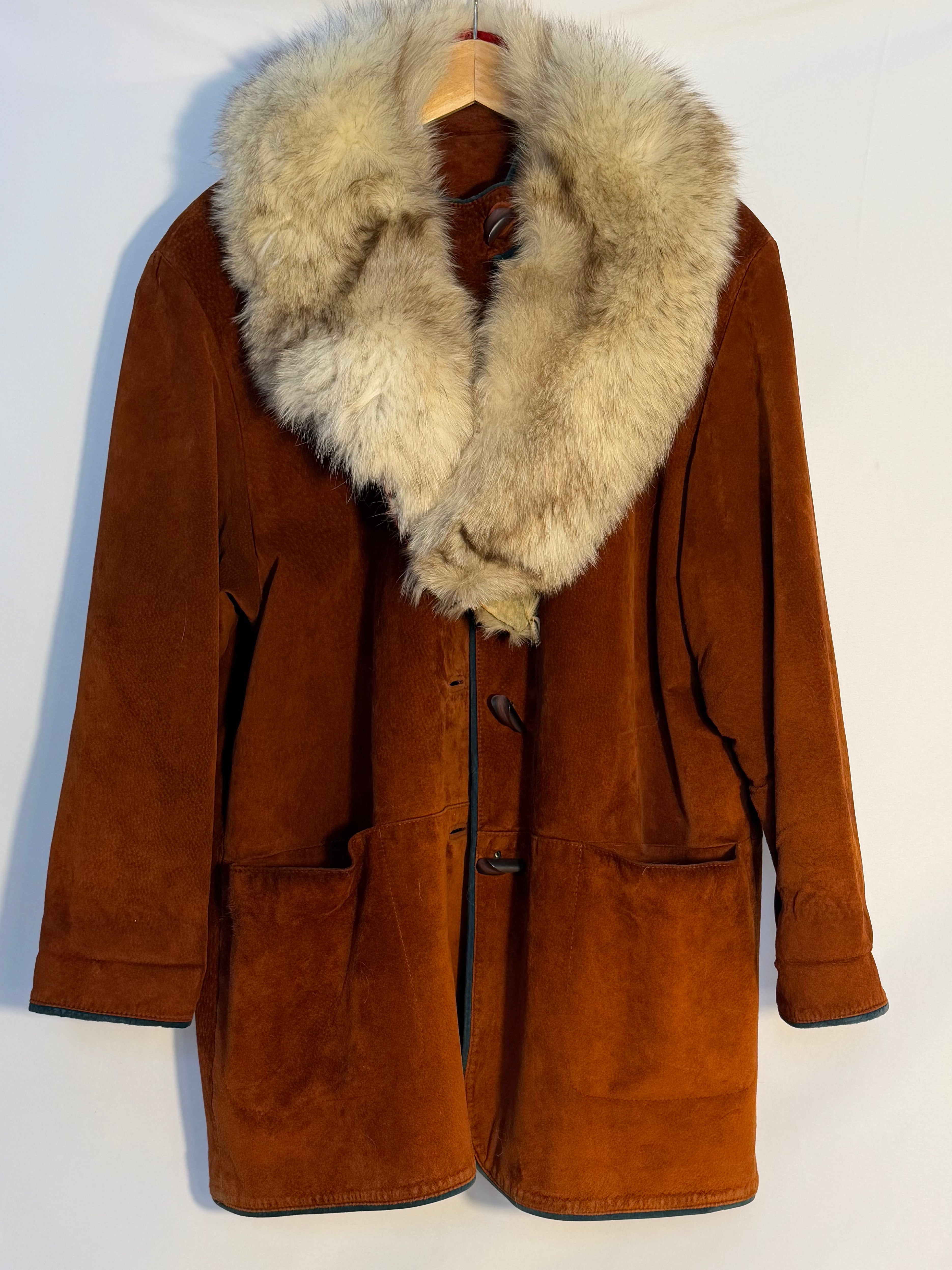 Danier Vintage Suede Toggle Jacket Rust Brown