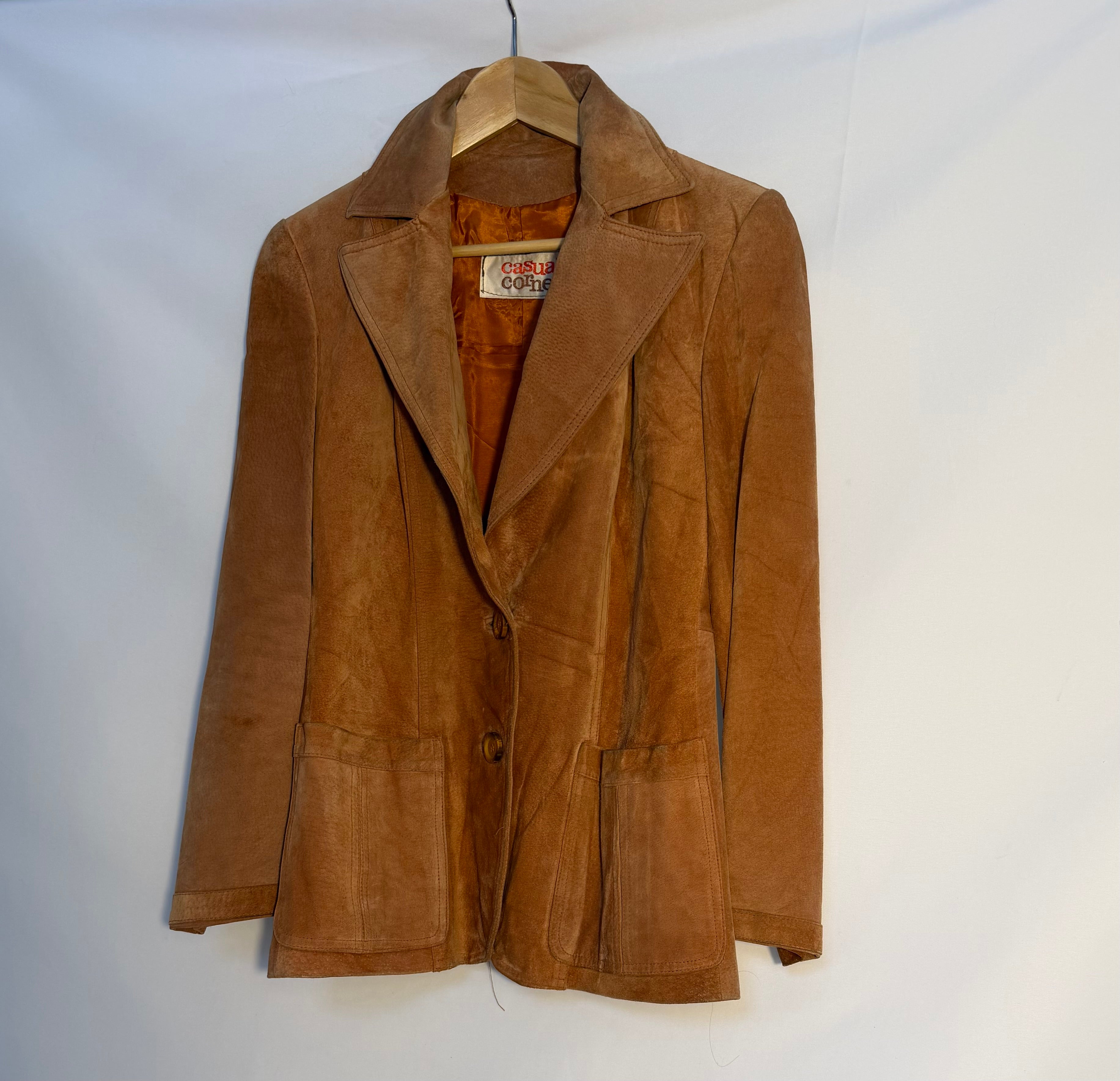 Vintage Suede Blazer – Camel Brown