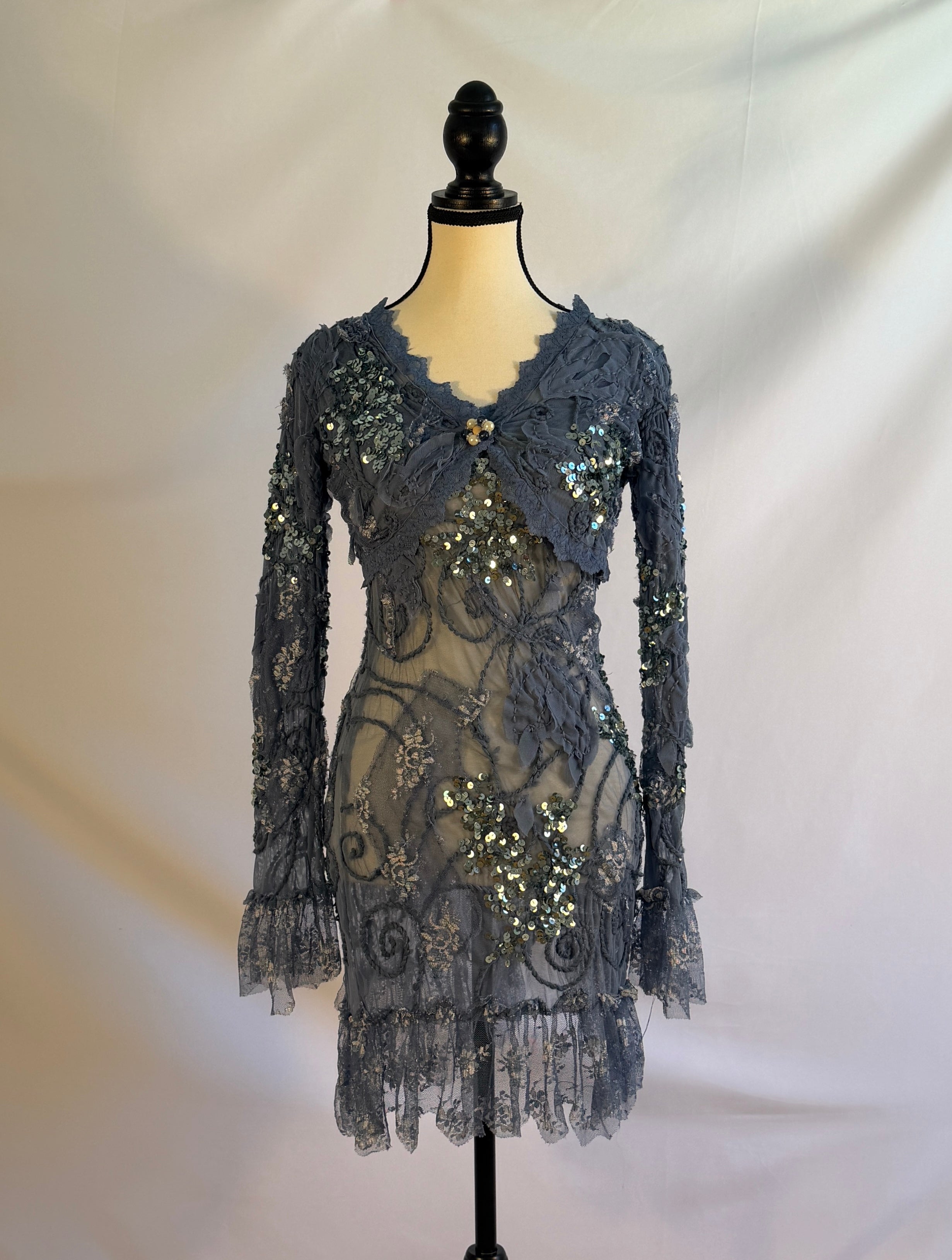 Vintage Sheer Sequin Dress & Matching Cardigan