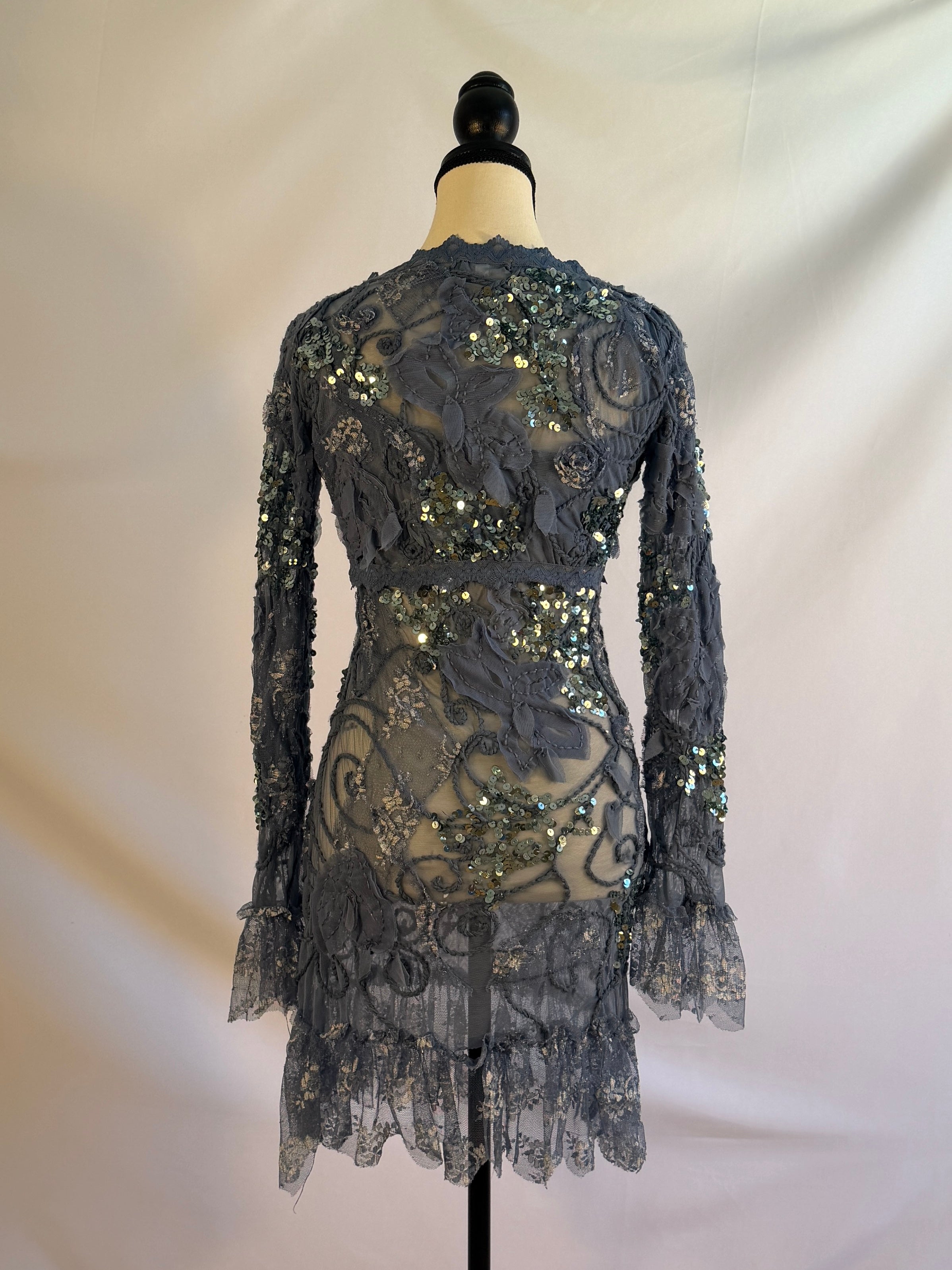 Vintage Sheer Sequin Dress & Matching Cardigan