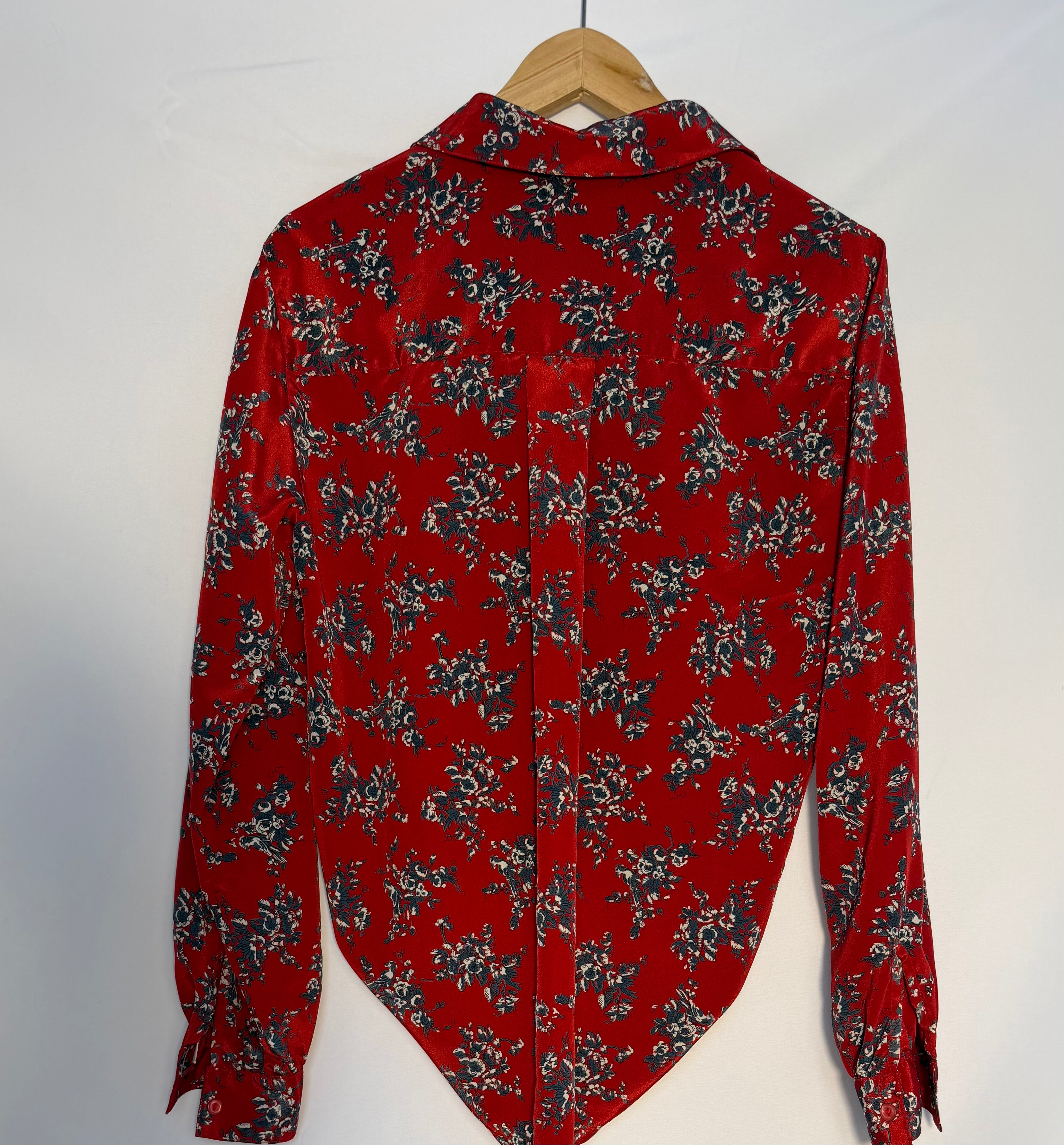 Red Floral Tie-Front Blouse