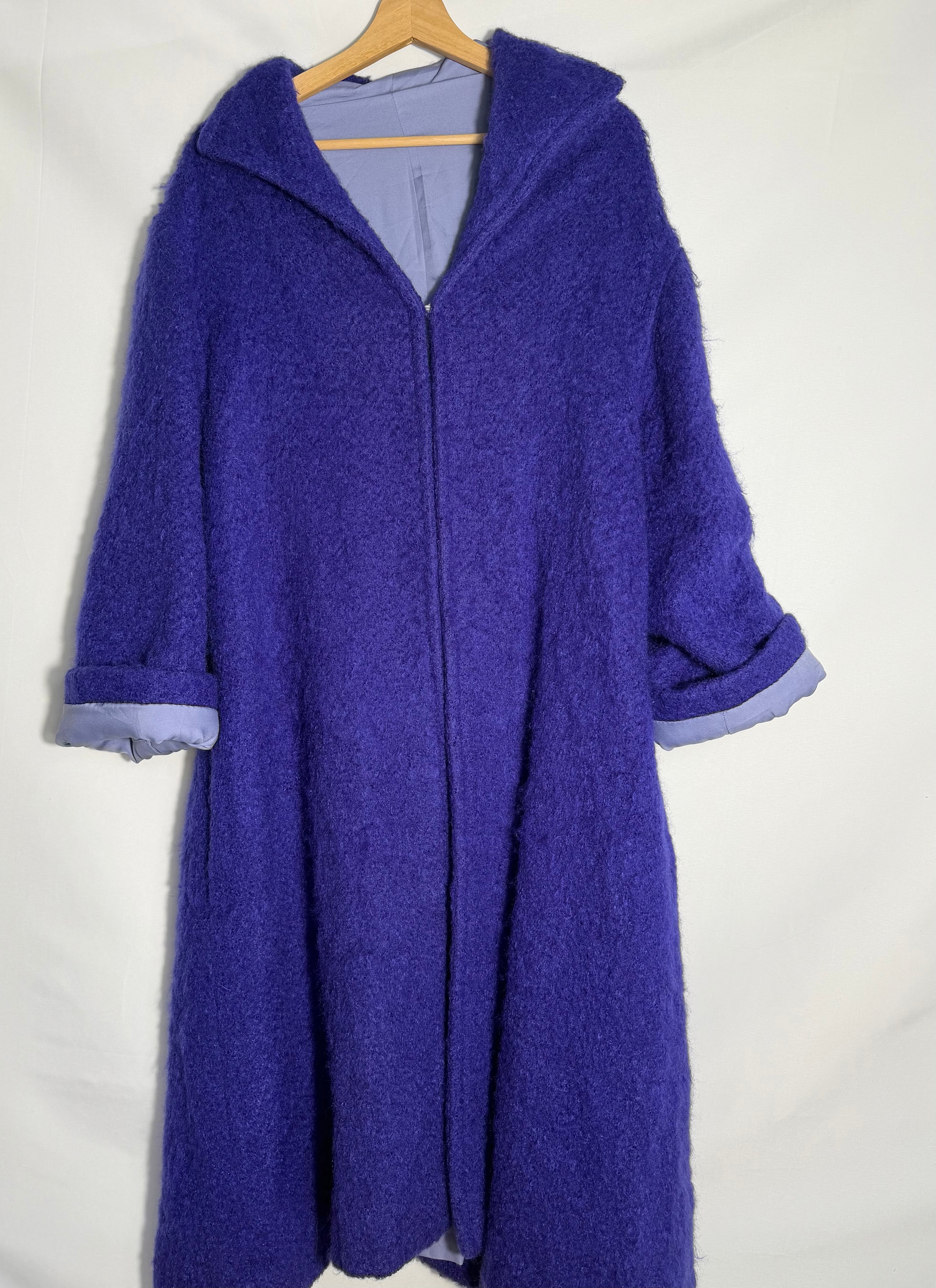 Vintage Purple Mohair-Blend Oversized Coat