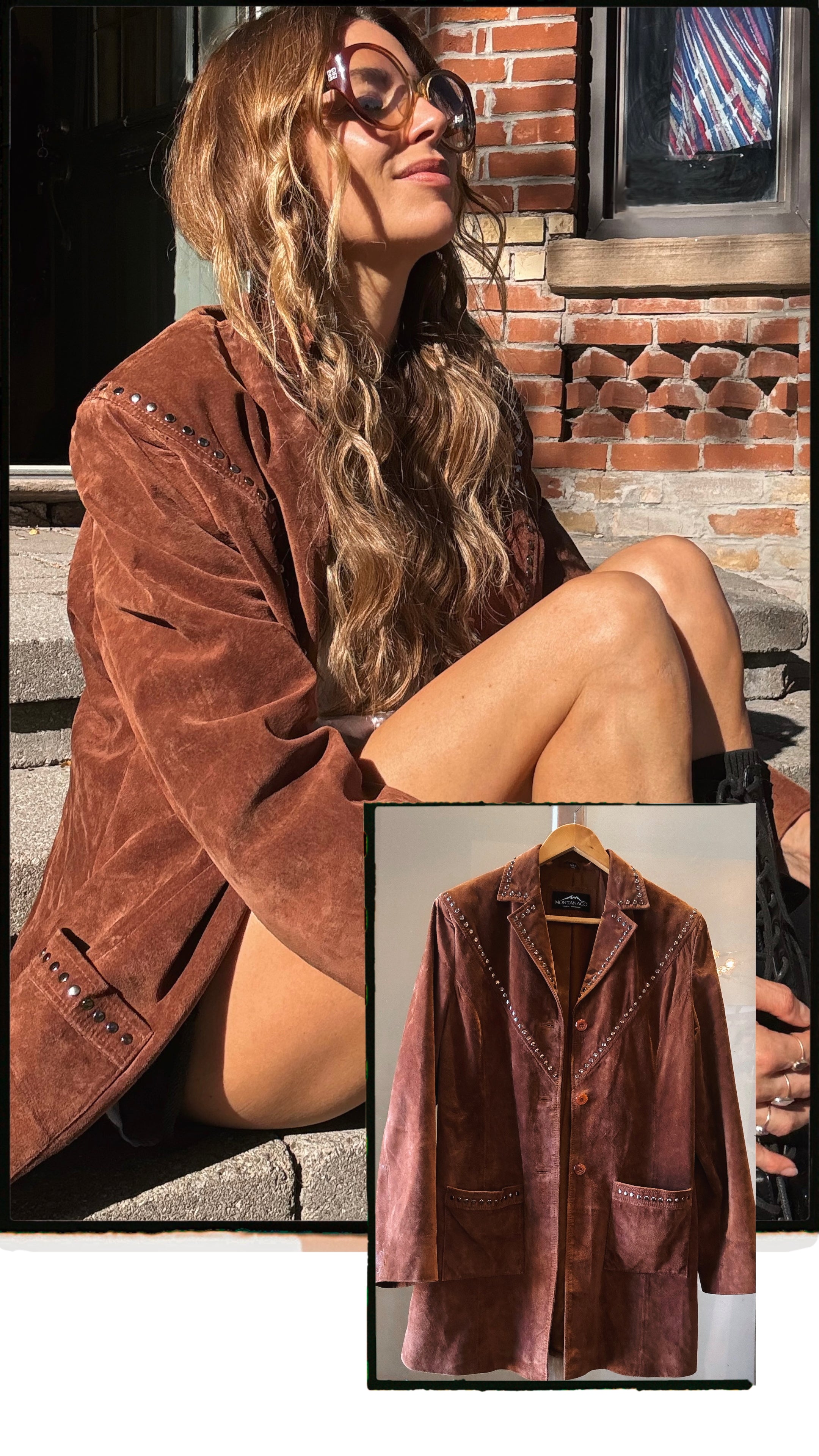 Montana Co. Western Suede Studded Jacket – Brown