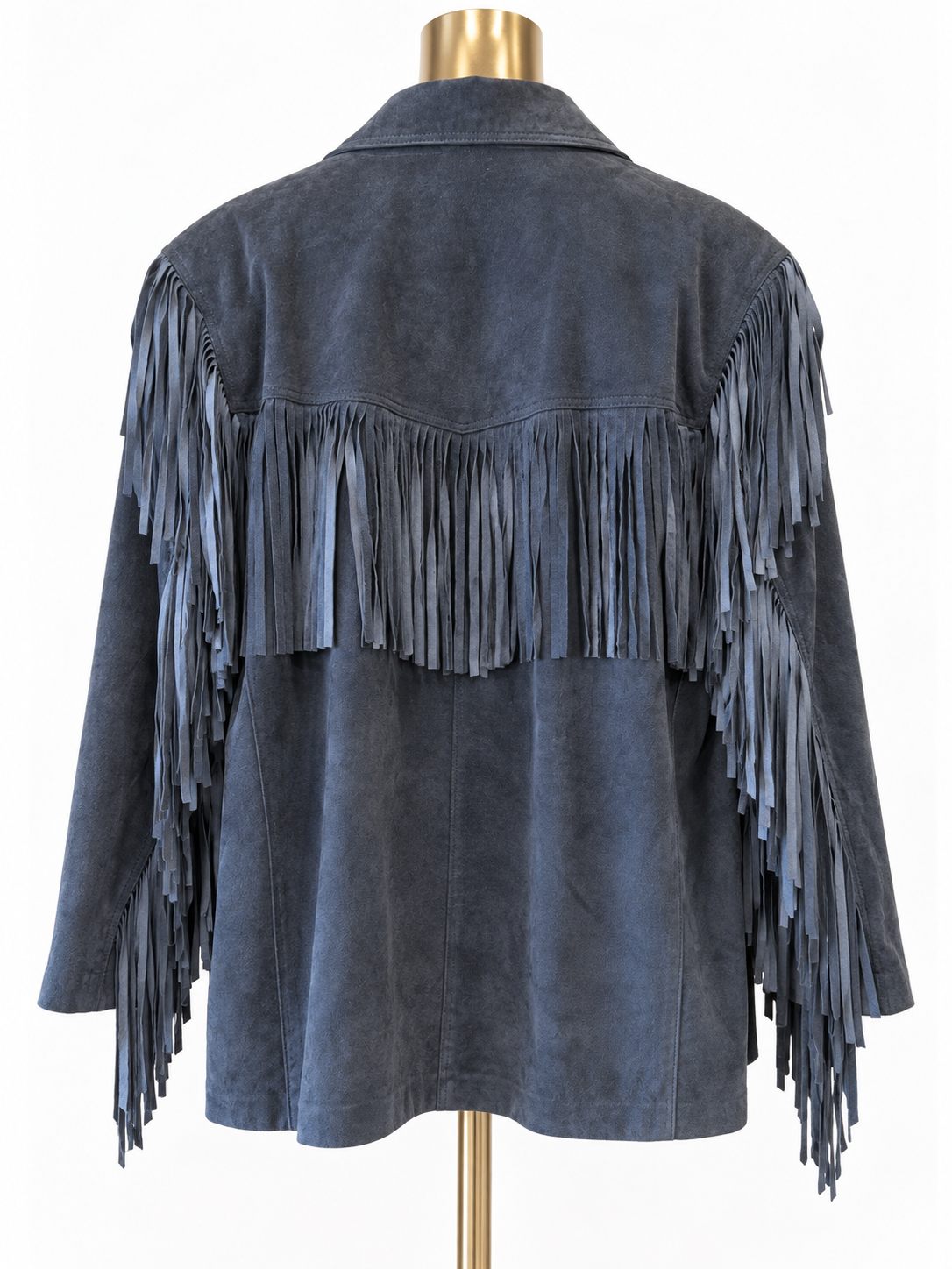 Western Navy Blue Suede Fringe Jacket
