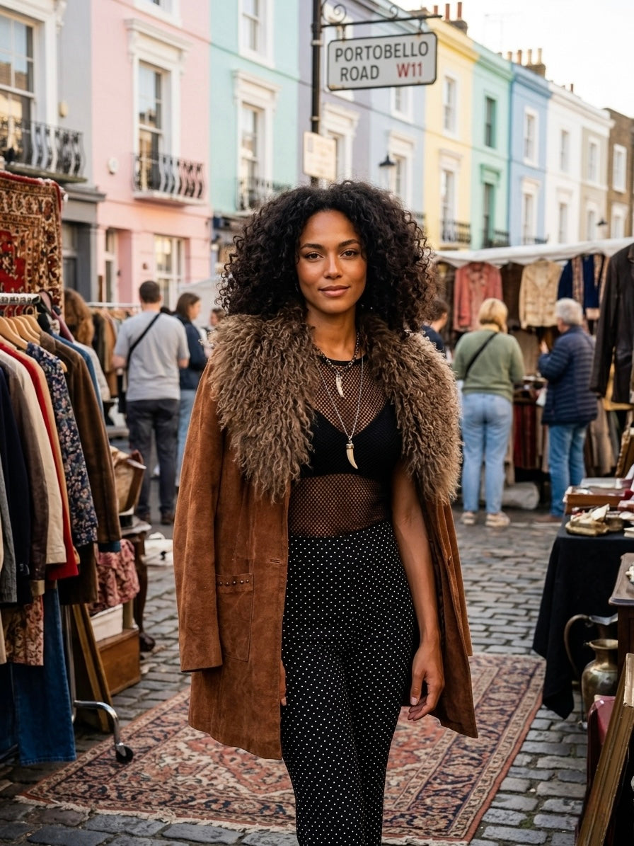Suede jacket with Mongolian fur