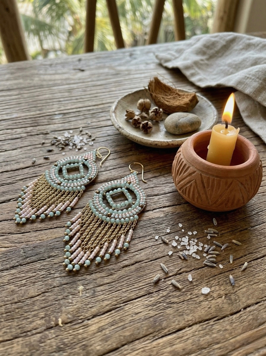 Ibiza Boho Beaded Fringe Earrings