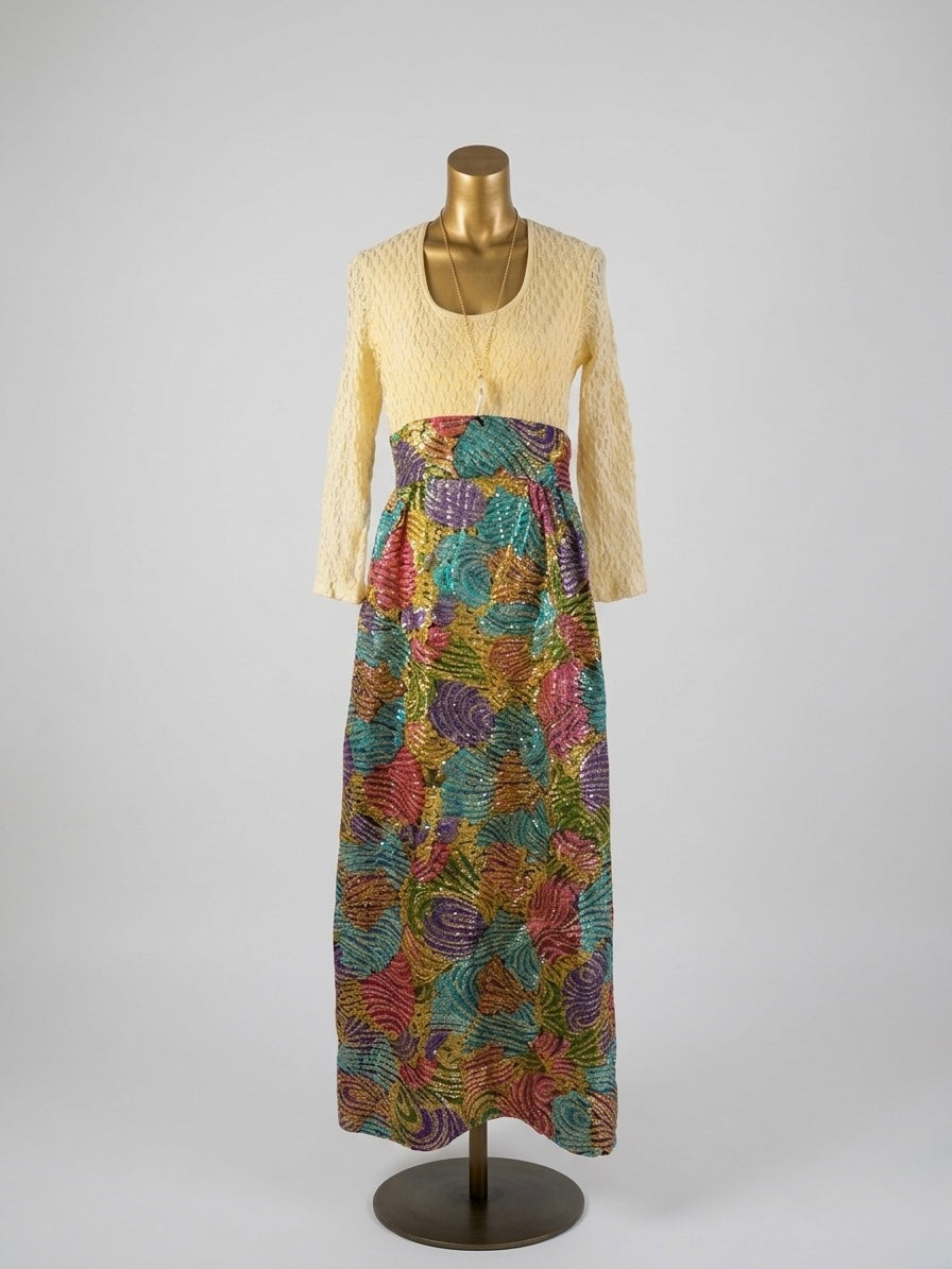 Vintage Textured Boho Maxi Dress