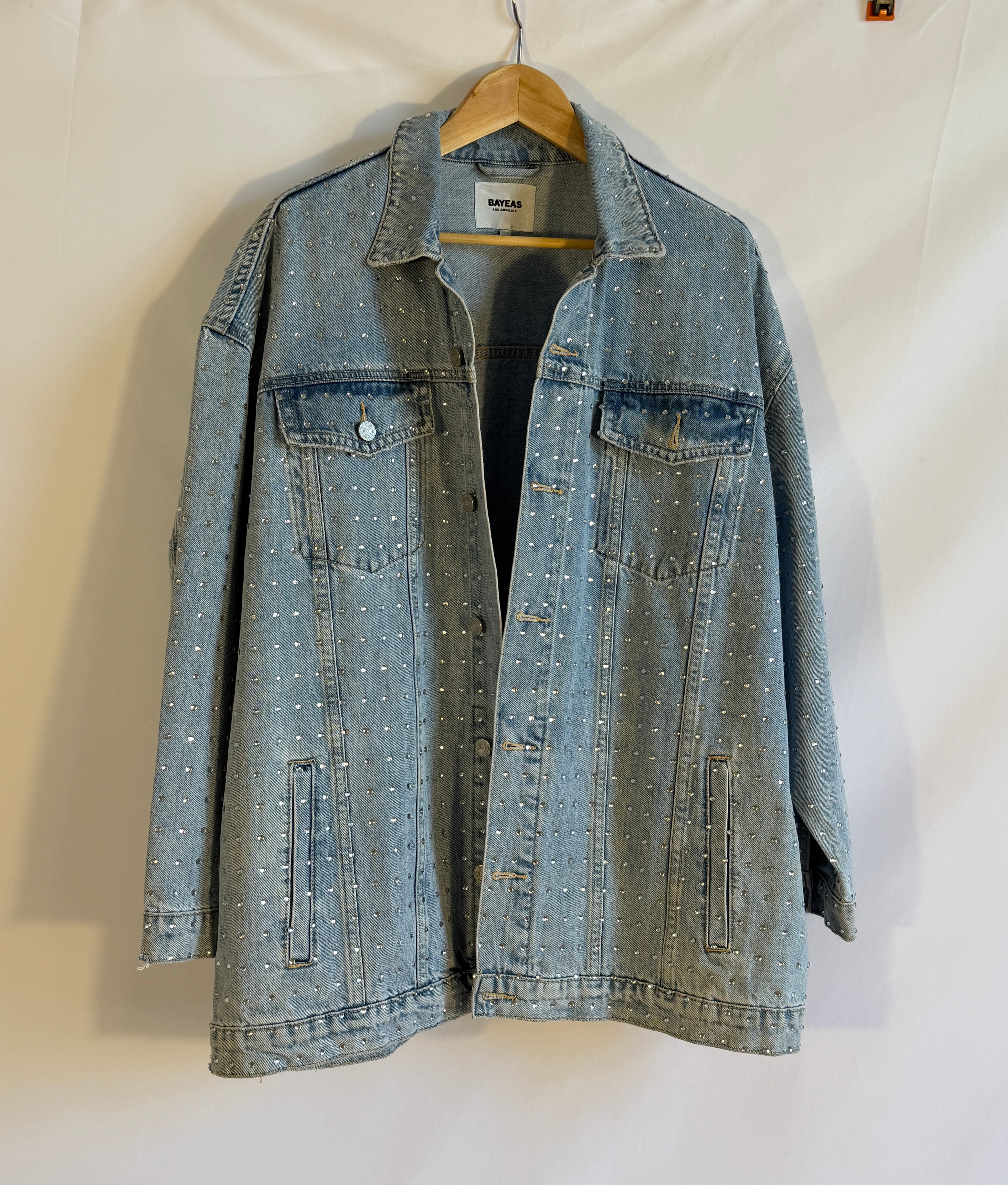 Oversized LA Rhinestone Denim Jacket
