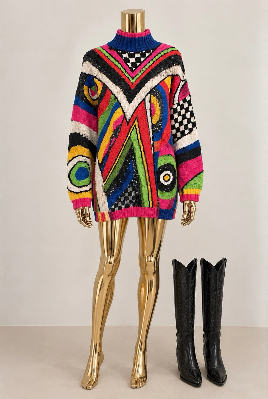 Vintage Colourful Après-Ski Sweater – Small/Medium