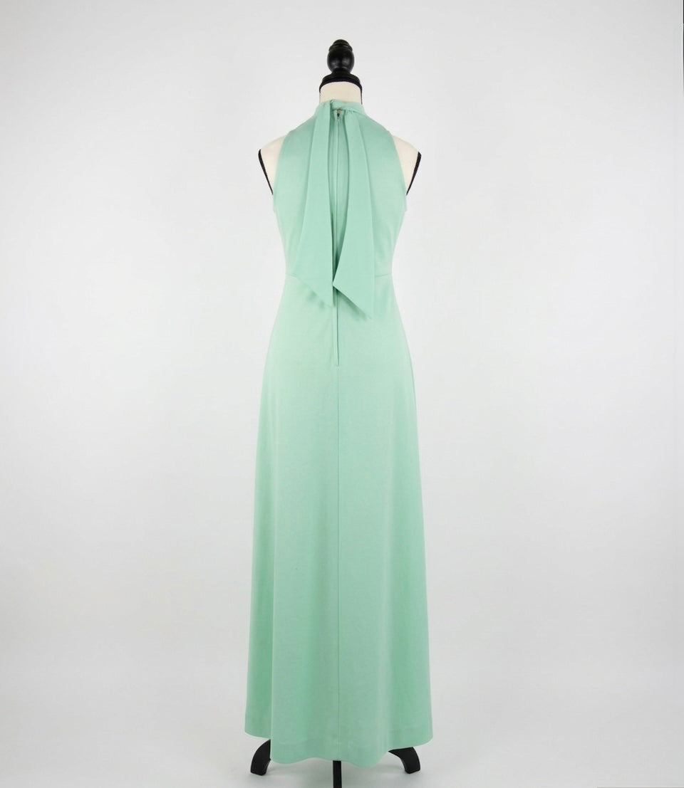 Vintage Mint Halter Maxi Dress