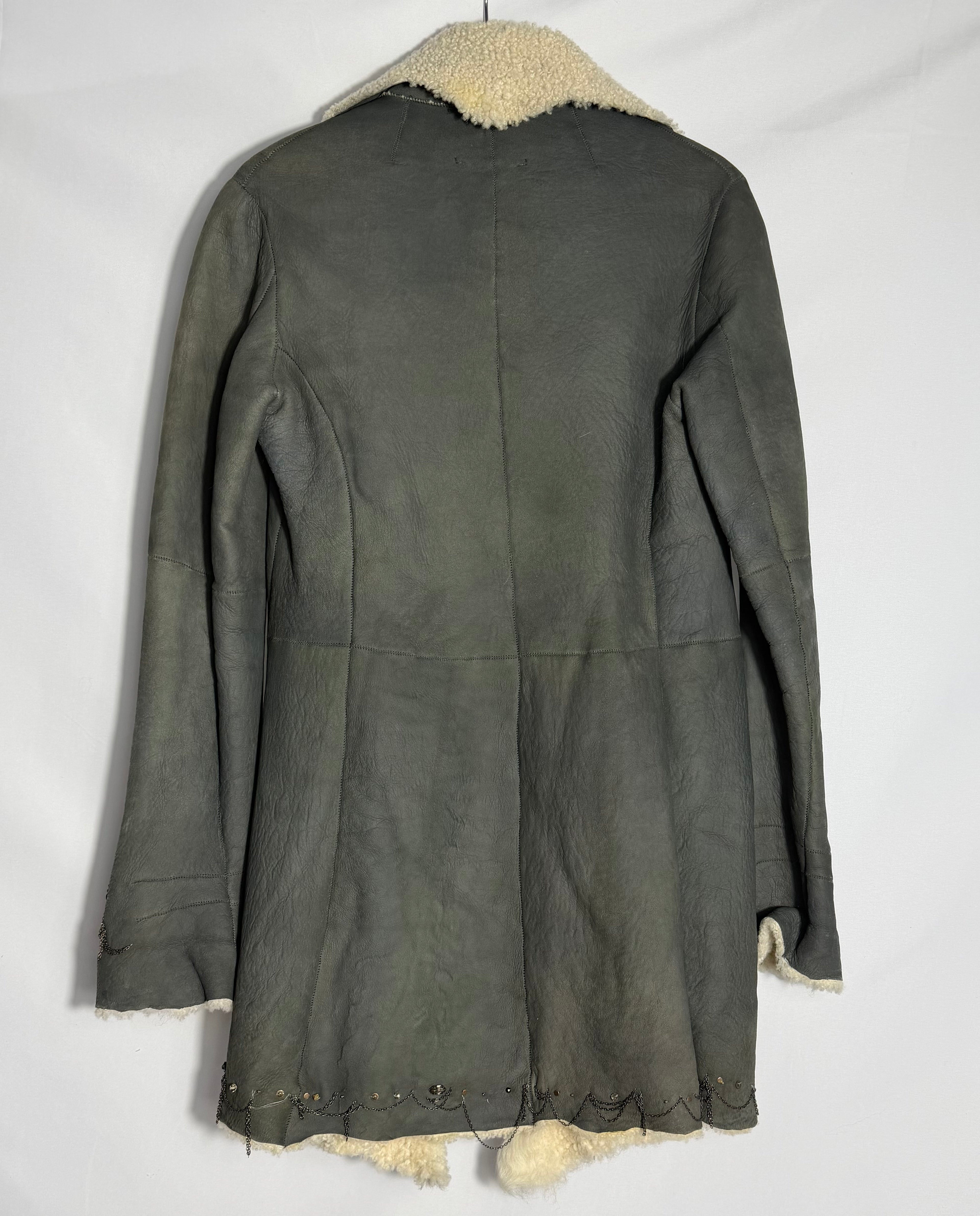 Vintage Napa Shearling Leather Coat with Beaded Detailing