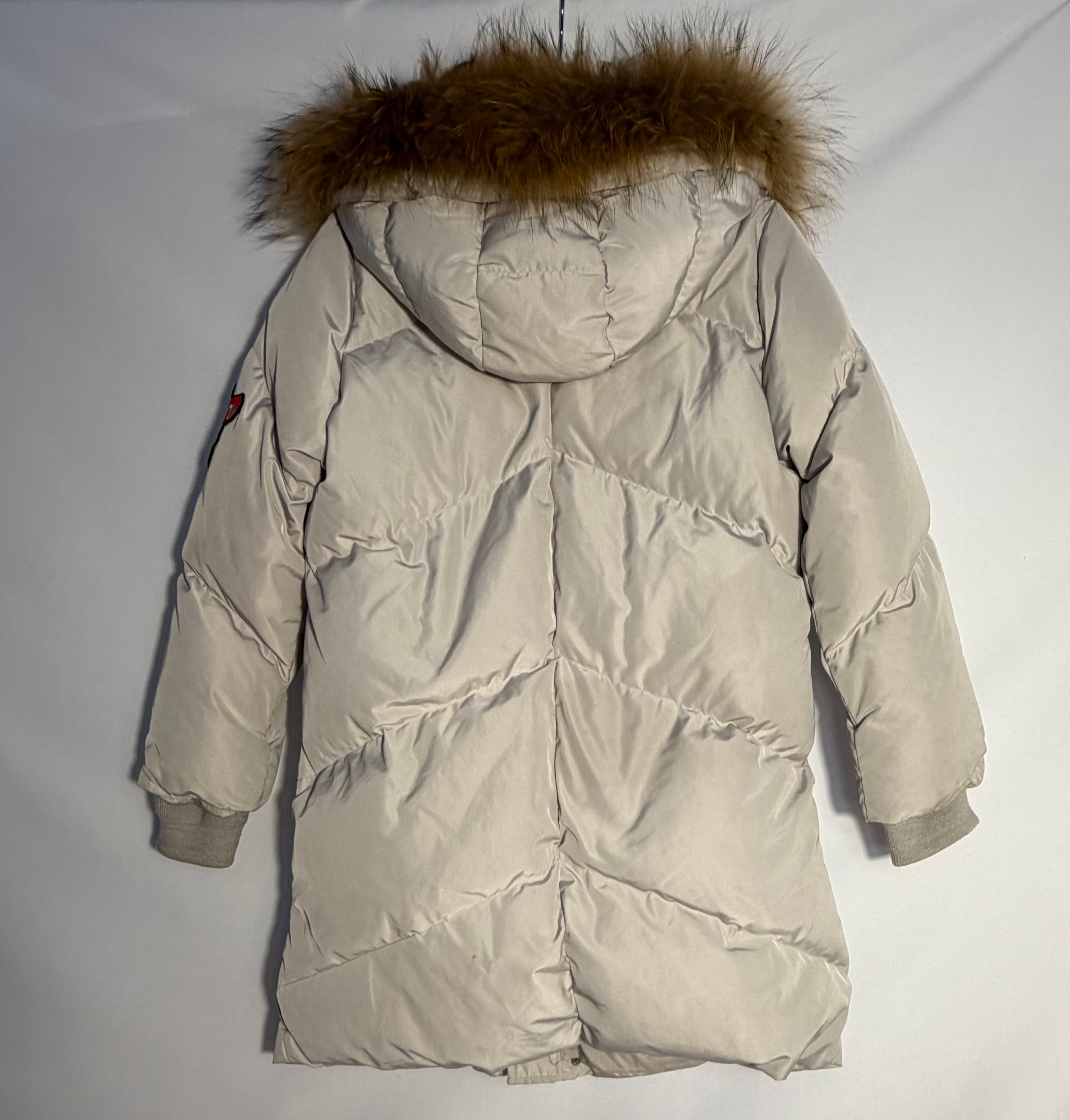 Beige Parka with Faux-Fur Trim
