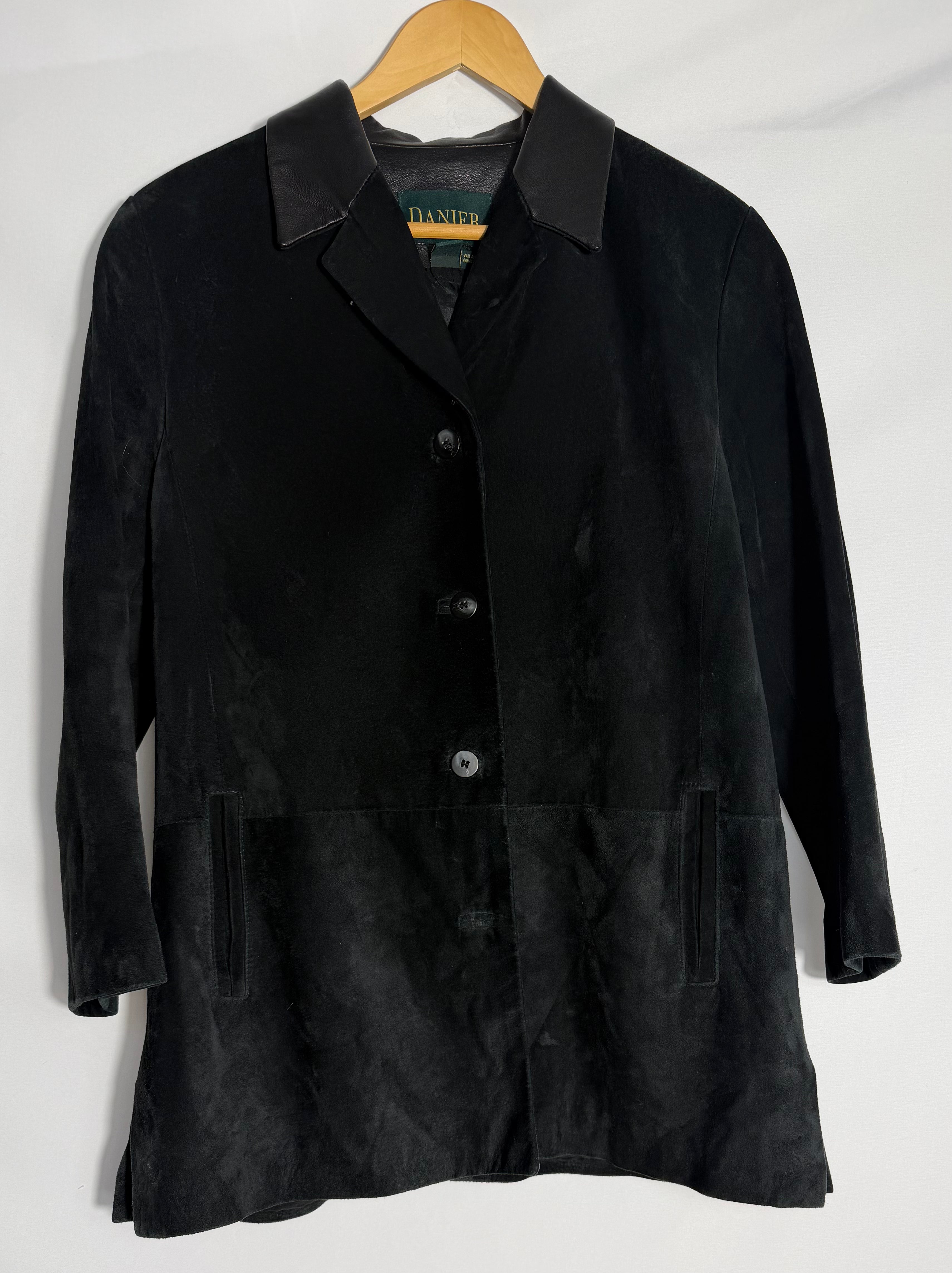 Vintage Danier Black Suede Jacket with Leather Collar