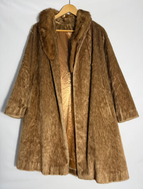 Dan Millstein Vintage Faux-Fur Coat – Camel Brown – Luxury Designer –
