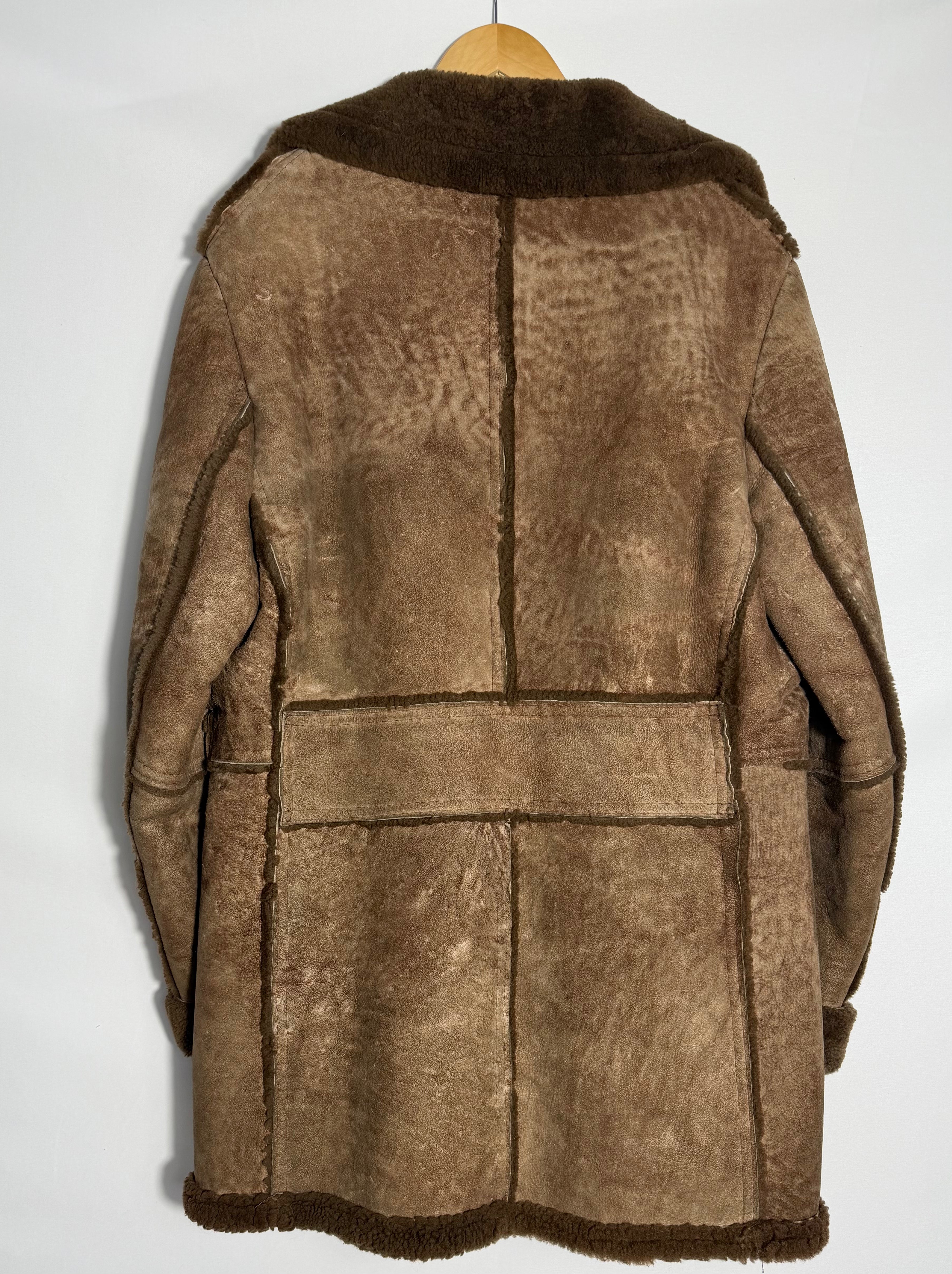 Vintage Shearling-Style Patchwork Coat – Brown – Oversized Fit