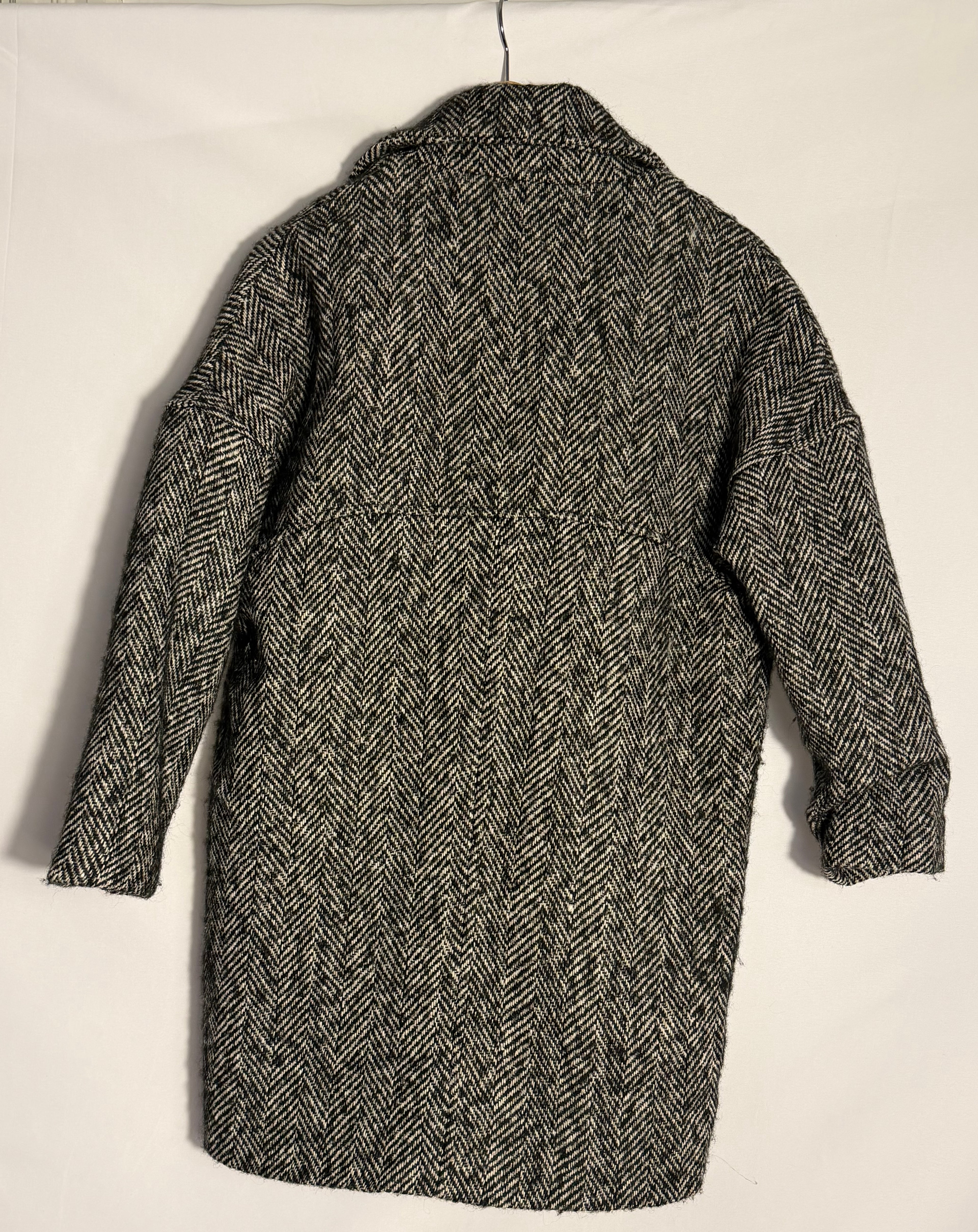 Oversized Herringbone Boyfriend Coat Wool Blend