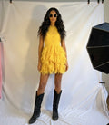 Vintage Lemon Chiffon Ruffle Dress