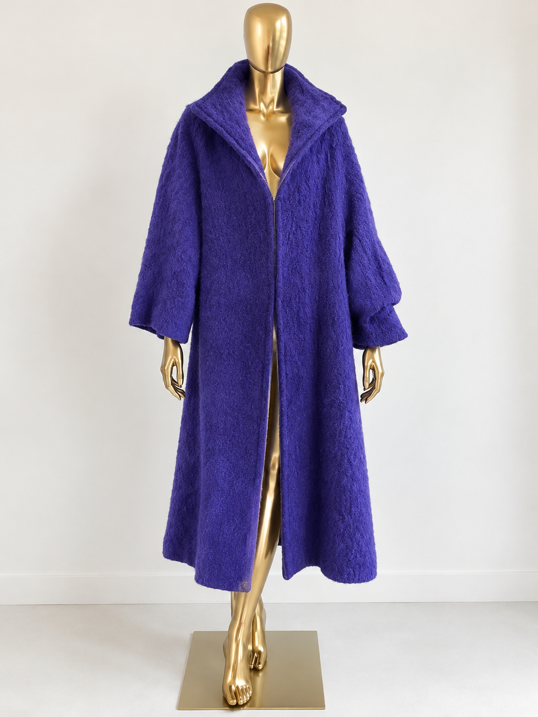 Vintage Purple Mohair-Blend Oversized Coat