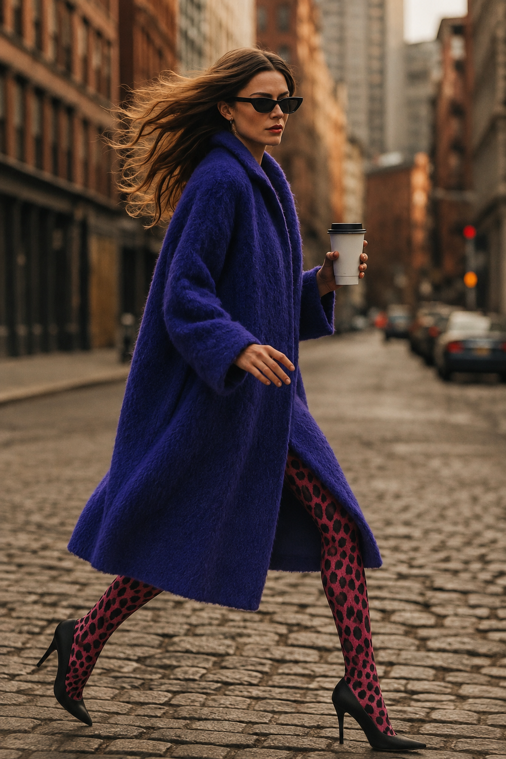 Vintage Purple Mohair-Blend Oversized Coat